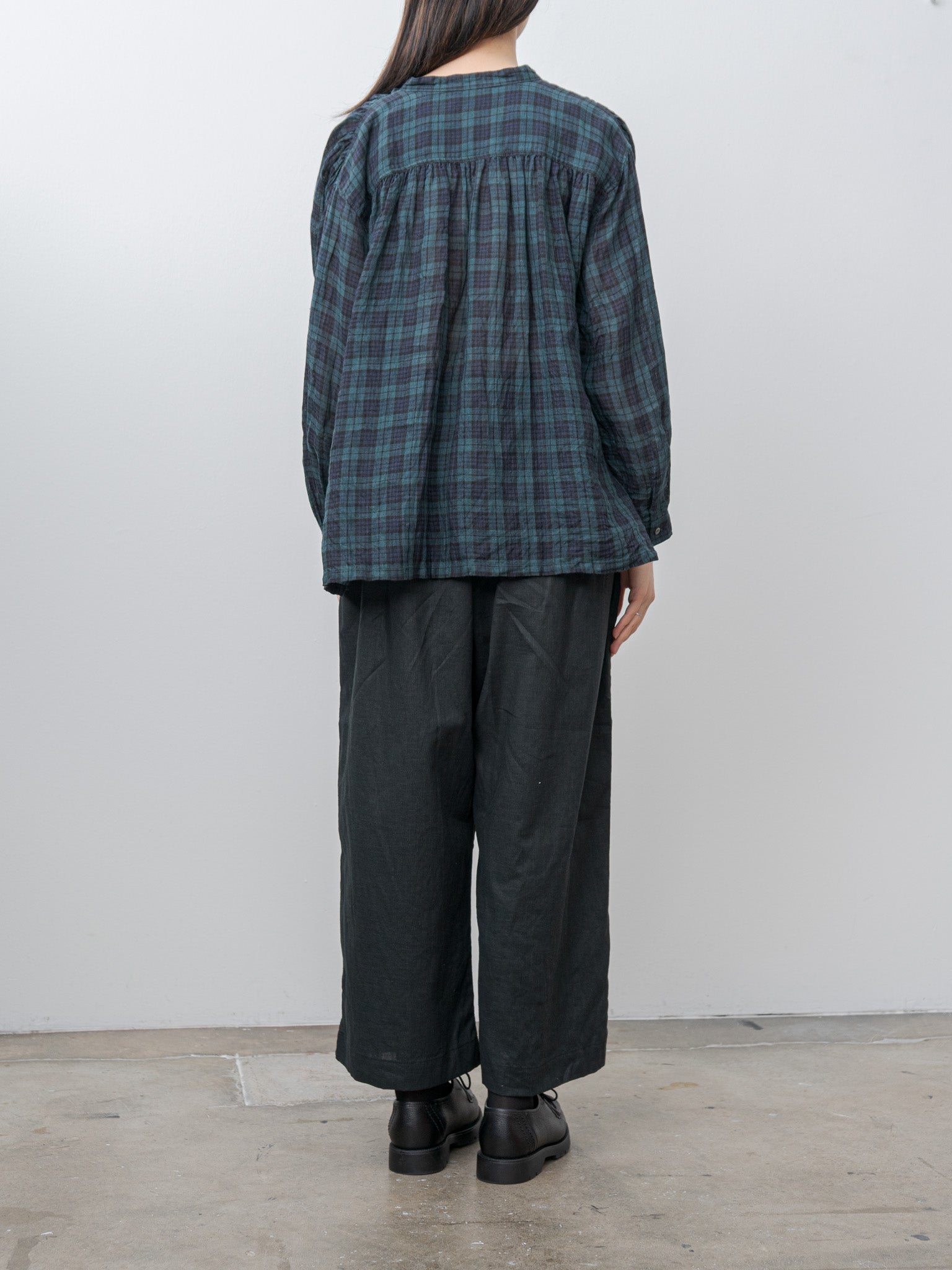Namu Shop - Ichi Antiquites Canvas Black Watch Linen Shirt - Black Watch