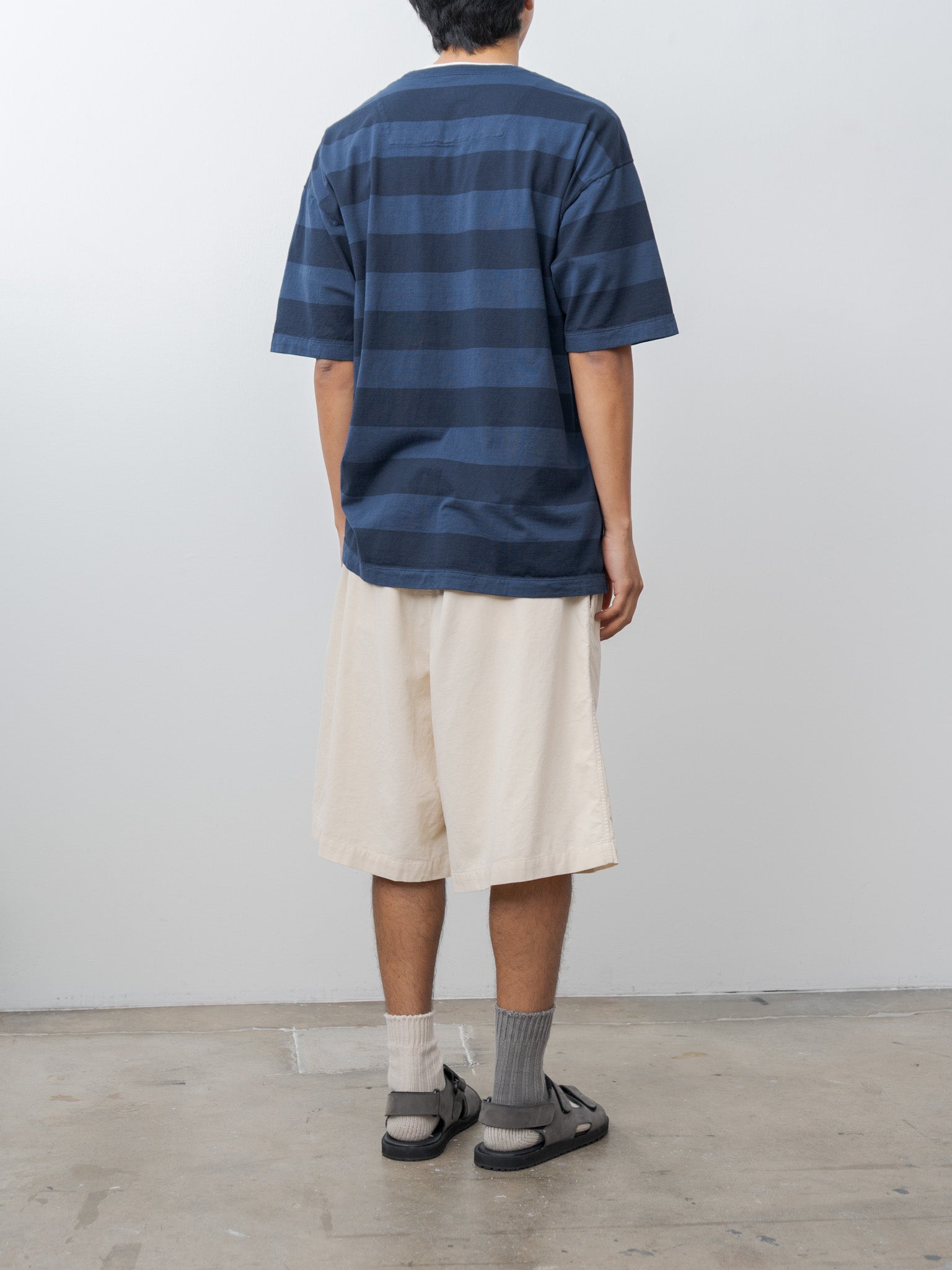 Namu Shop - ts(s) Garment Dye Summer Cotton Corduroy Drawstring Wide Shorts - Ecru