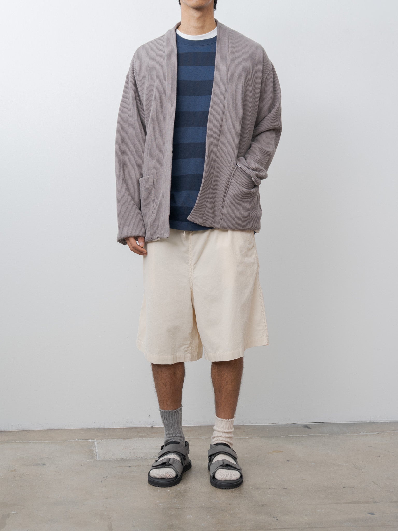 Namu Shop - ts(s) Garment Dye Stripe Baggy T-Shirt - Navy