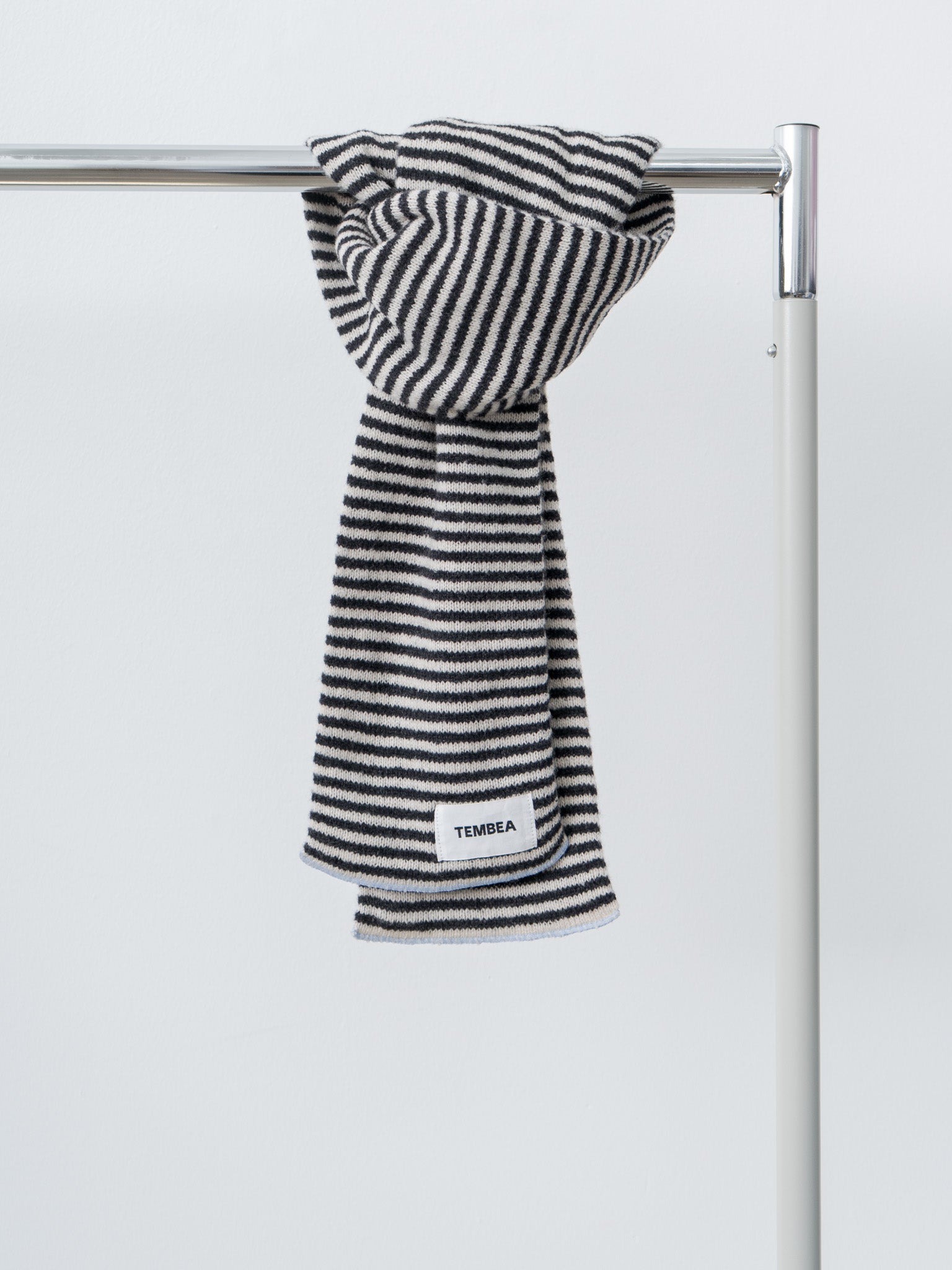 Namu Shop - Tembea Muffler Border - Oatmeal x Charcoal/Sax