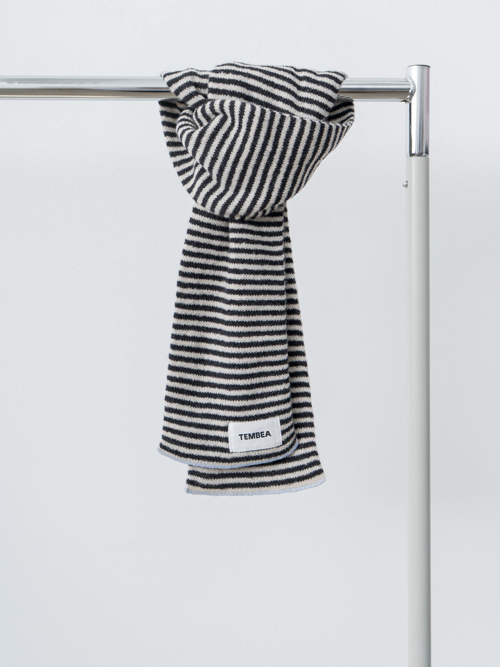 Namu Shop - Tembea Muffler Border - Oatmeal x Charcoal/Sax