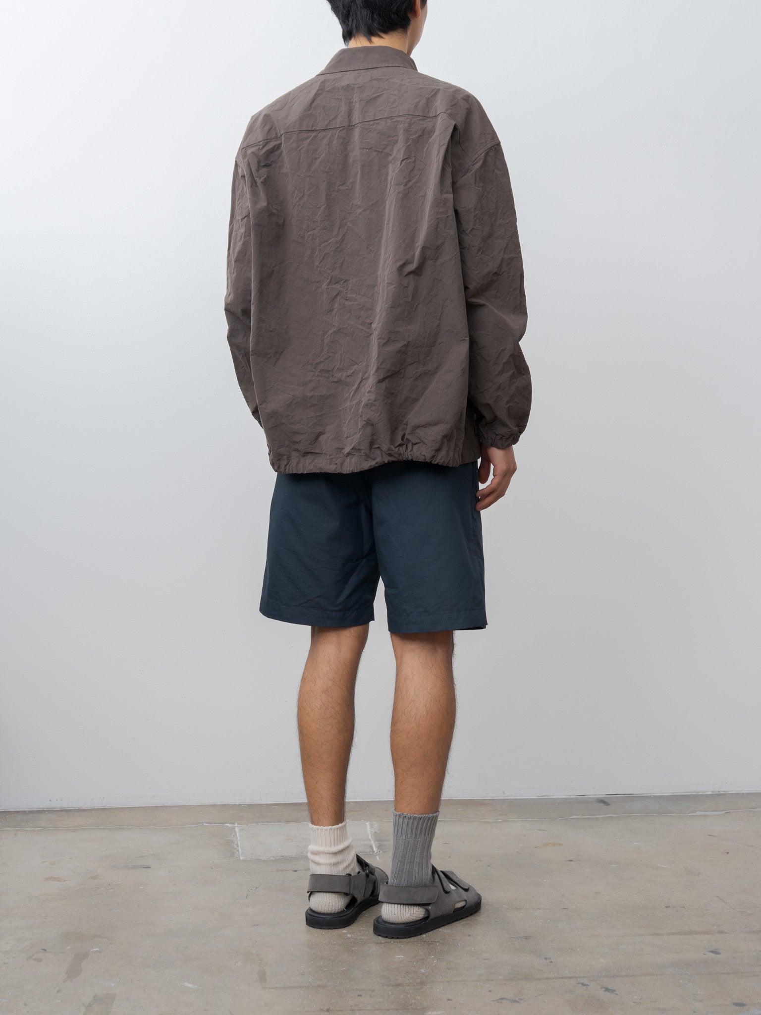 Namu Shop - ts(s) Cotton Poly Hollow Yarn Light Gabardine D-Ring Belted Shorts - Navy