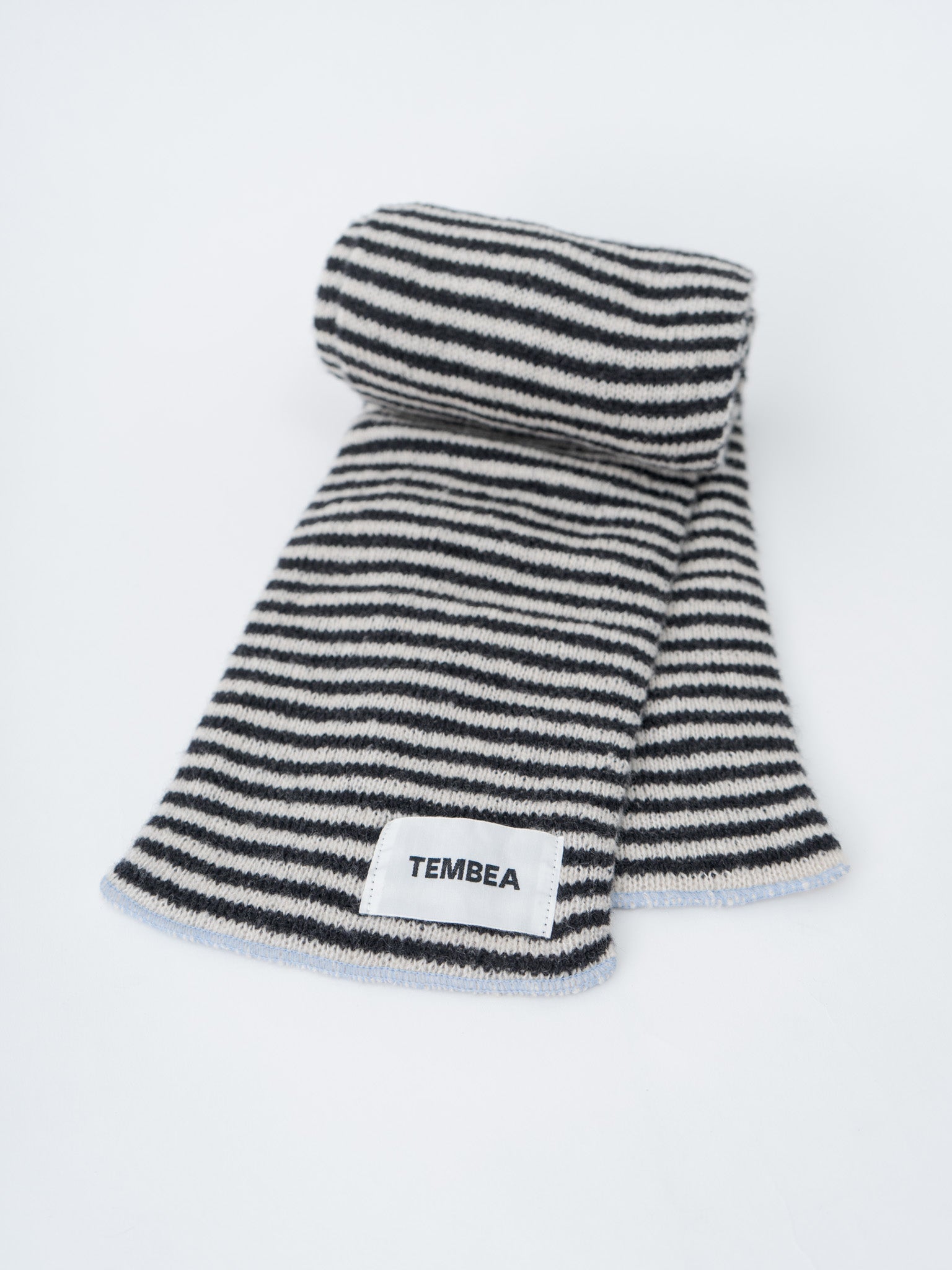 Namu Shop - Tembea Muffler Border - Oatmeal x Charcoal/Sax