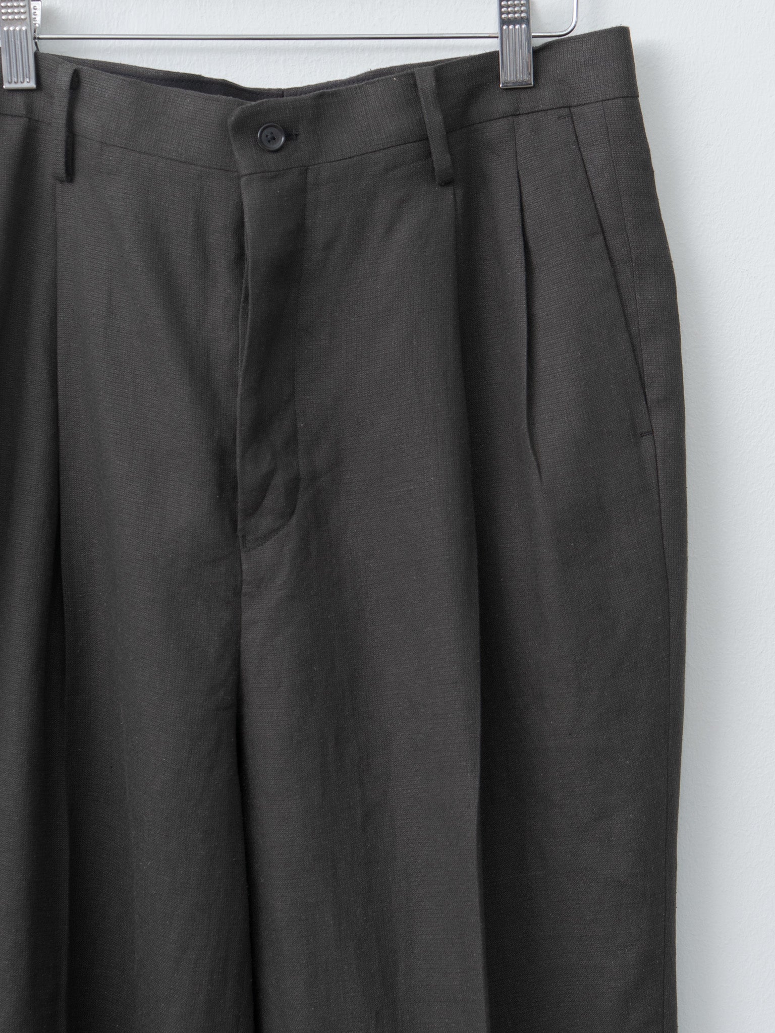Namu Shop - Kaptain Sunshine Linen Silk Mesh Shoecut Slacks - Ink Black