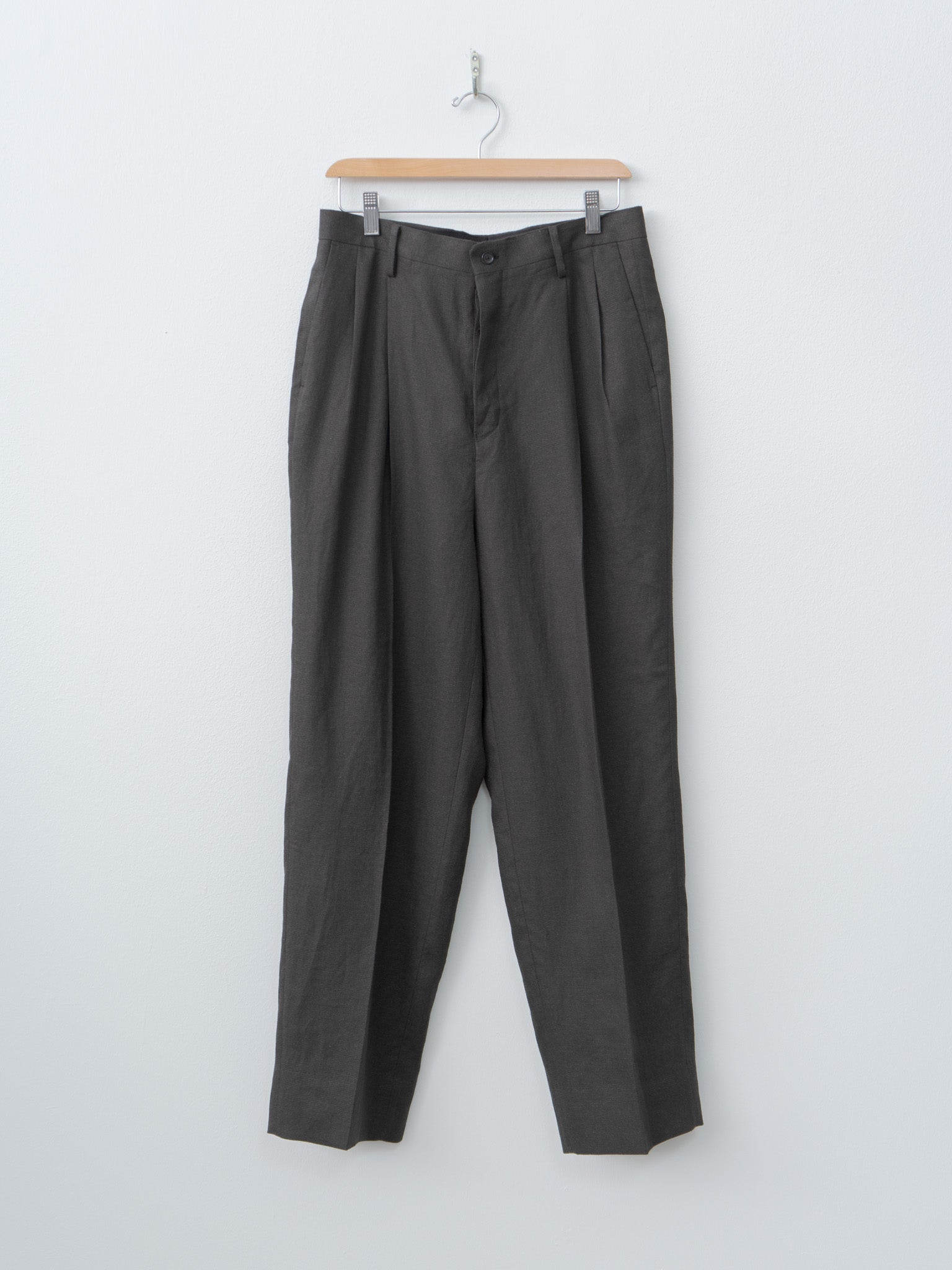 Namu Shop - Kaptain Sunshine Linen Silk Mesh Shoecut Slacks - Ink Black