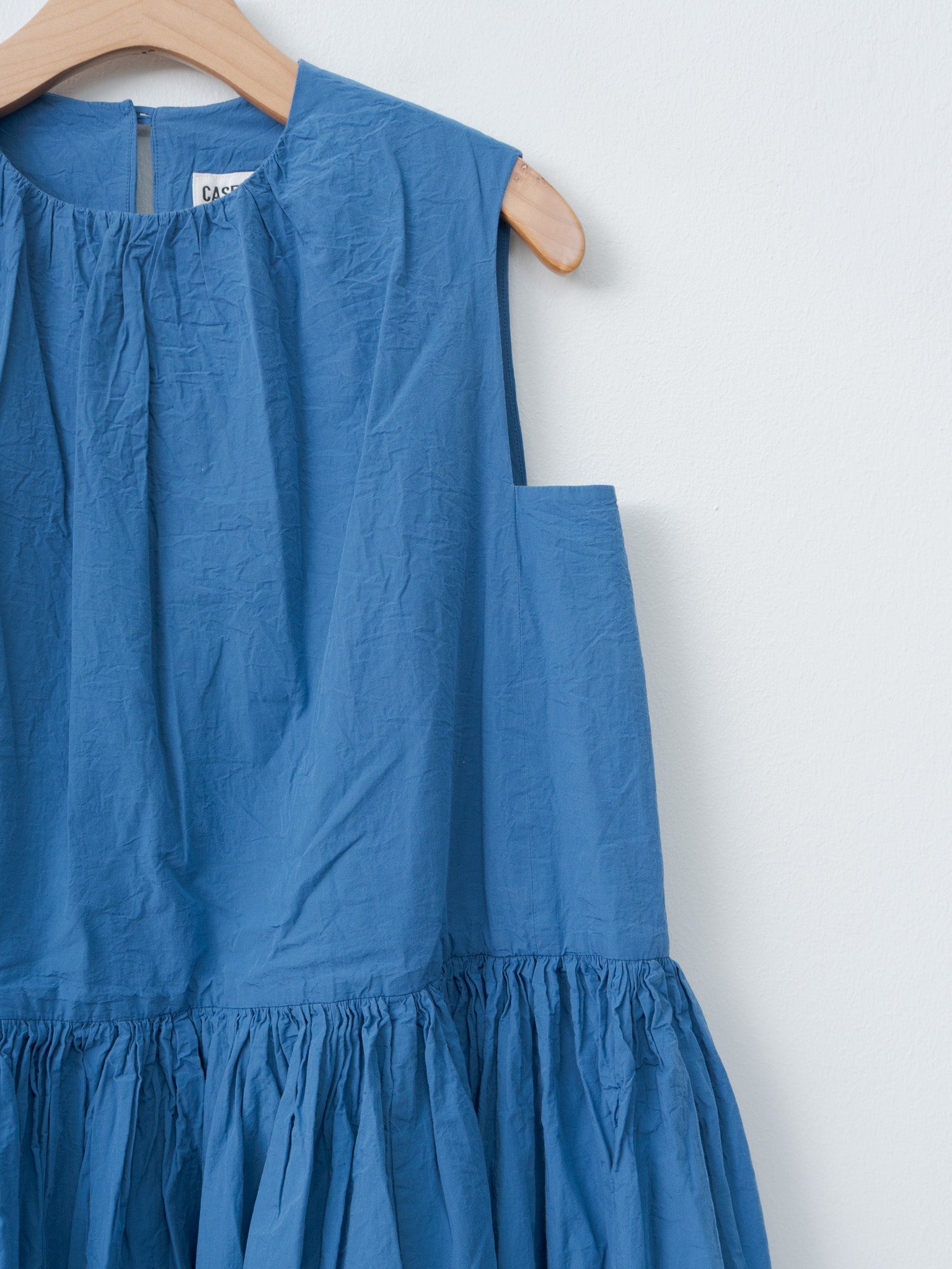 Namu Shop - Casey Casey Pomme Ruche Dress CHALK POPLIN - Medium Blue