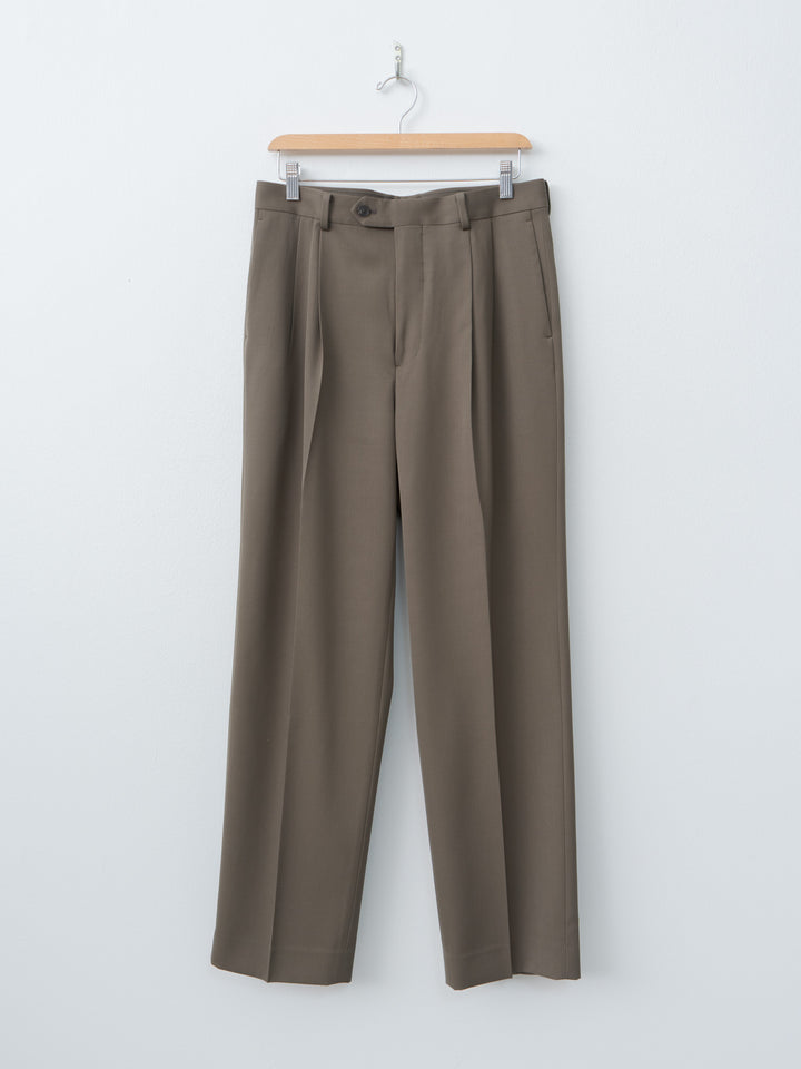 Namu Shop - Auralee Light Wool Max Gabardine Two-Tuck Slacks - Dark Olive Brown