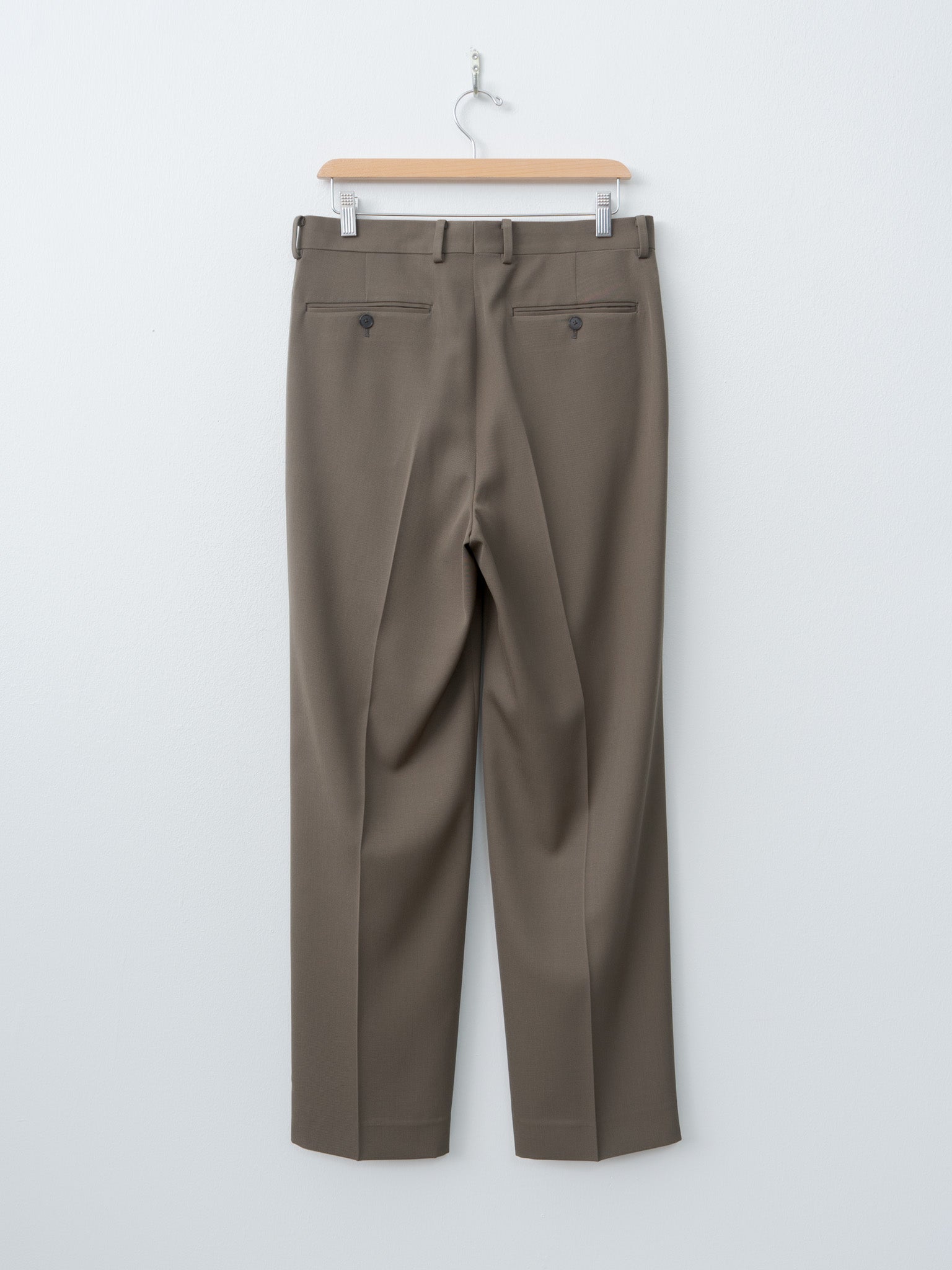 Namu Shop - Auralee Light Wool Max Gabardine Two-Tuck Slacks - Dark Olive Brown