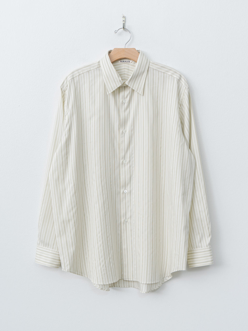 Namu Shop - Auralee Cotton Silk Stripe Shirt - Ivory Stripe