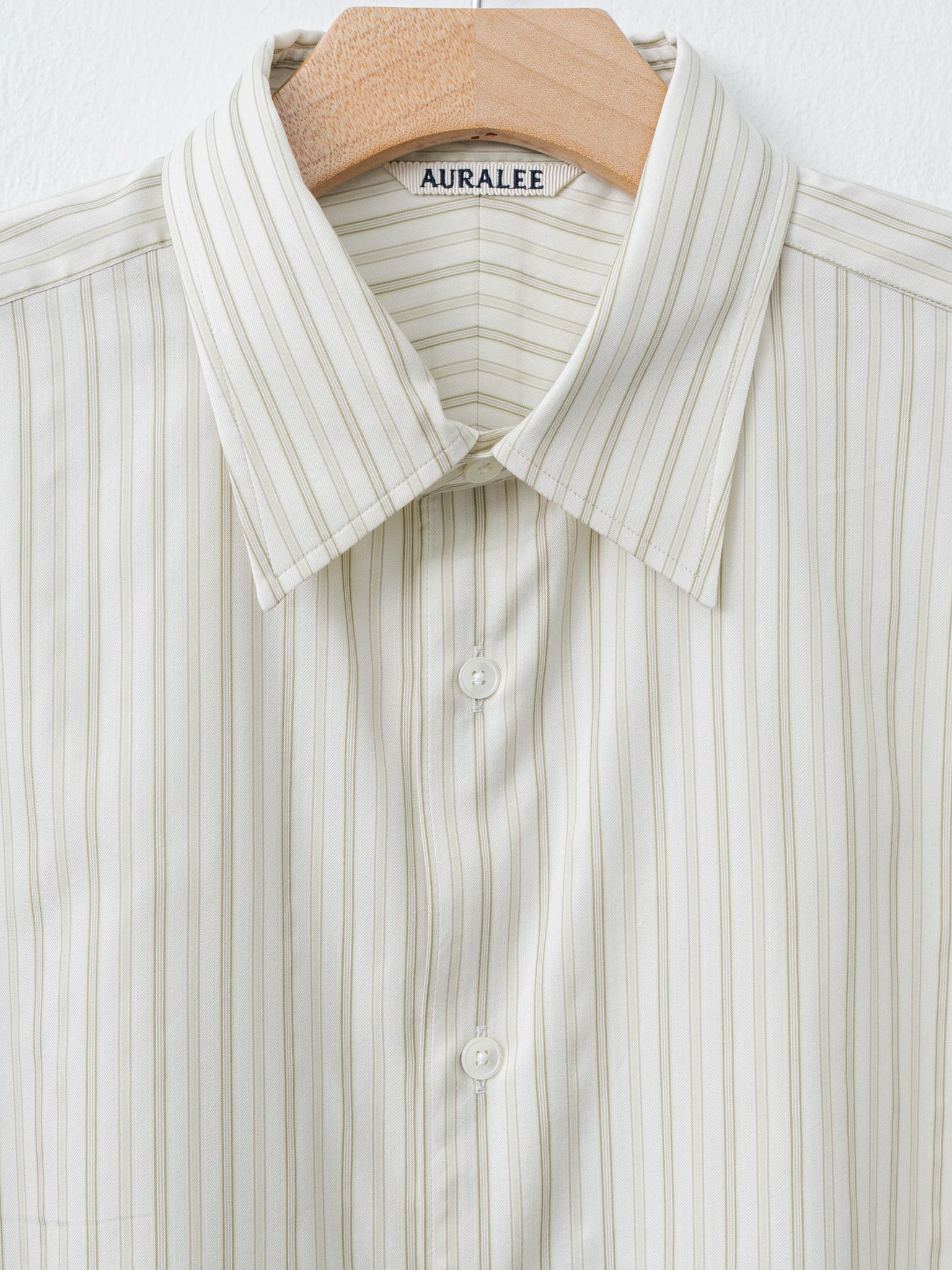 Namu Shop - Auralee Cotton Silk Stripe Shirt - Ivory Stripe