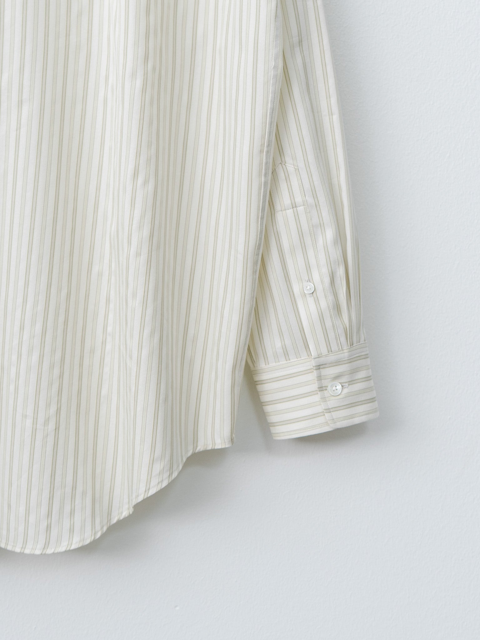 Namu Shop - Auralee Cotton Silk Stripe Shirt - Ivory Stripe
