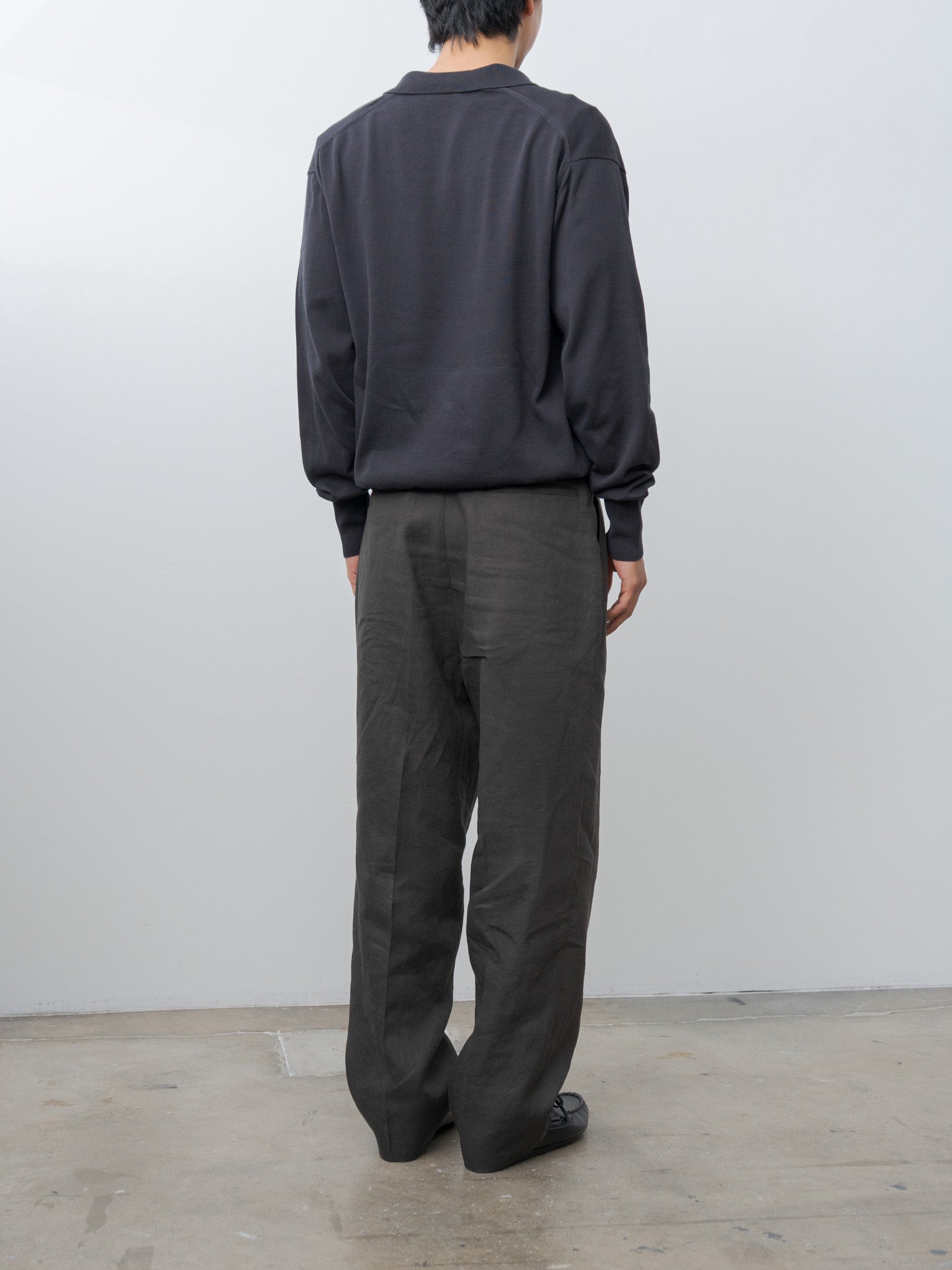 Namu Shop - Kaptain Sunshine Linen Silk Mesh Shoecut Slacks - Ink Black