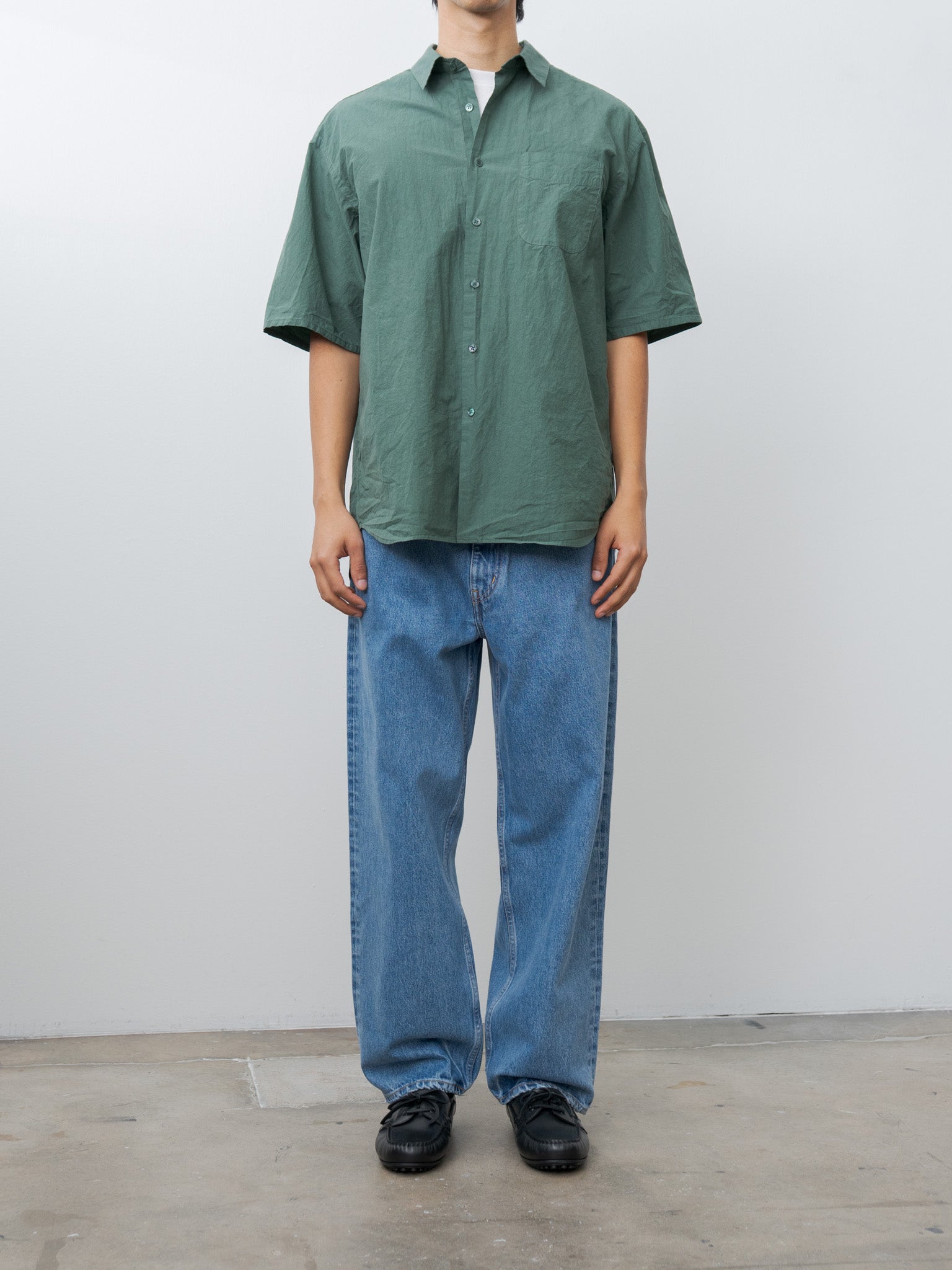 Namu Shop - Yoko Sakamoto Regular Collar S/S Shirt - Green