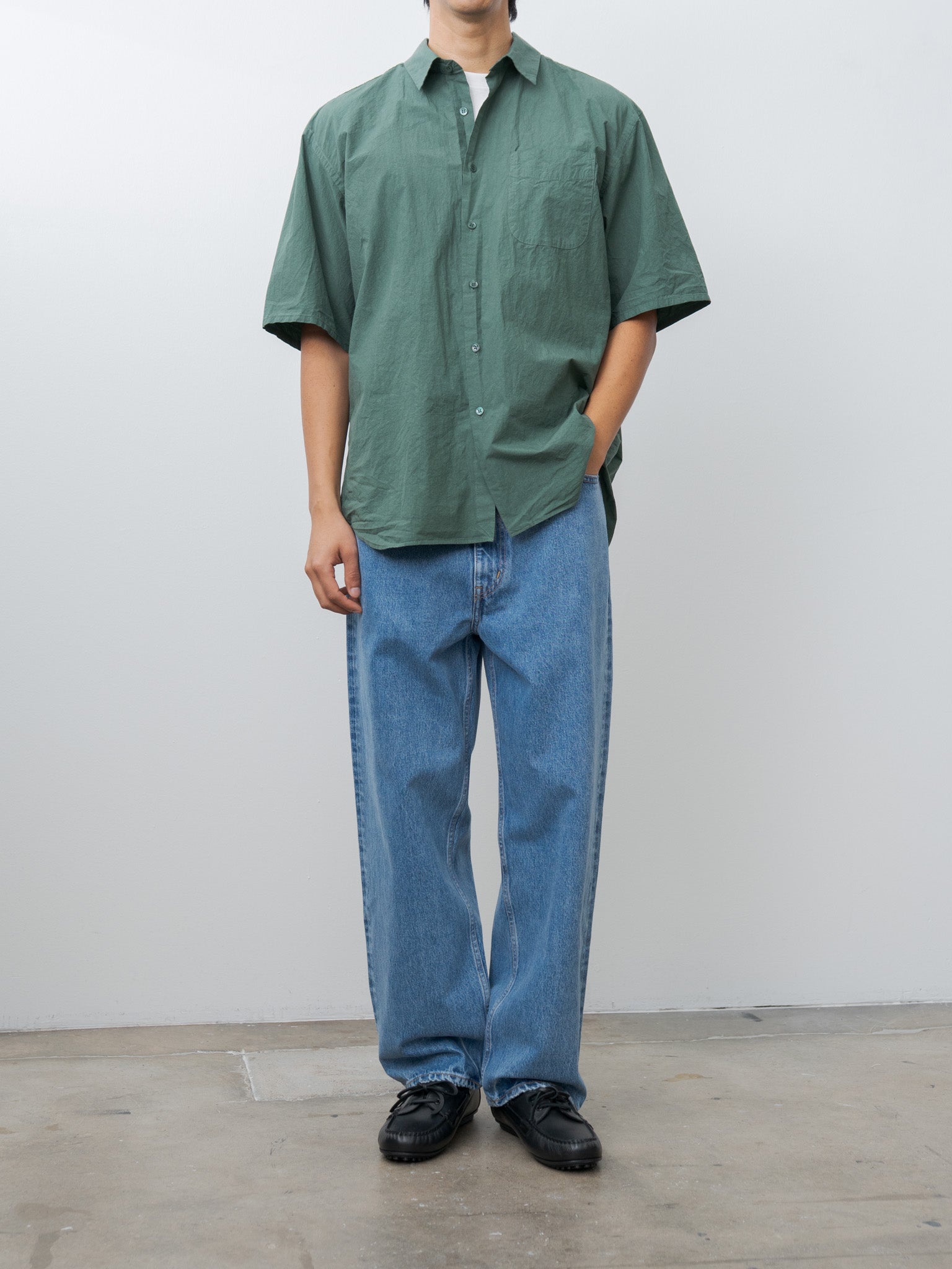 Namu Shop - Yoko Sakamoto Regular Collar S/S Shirt - Green