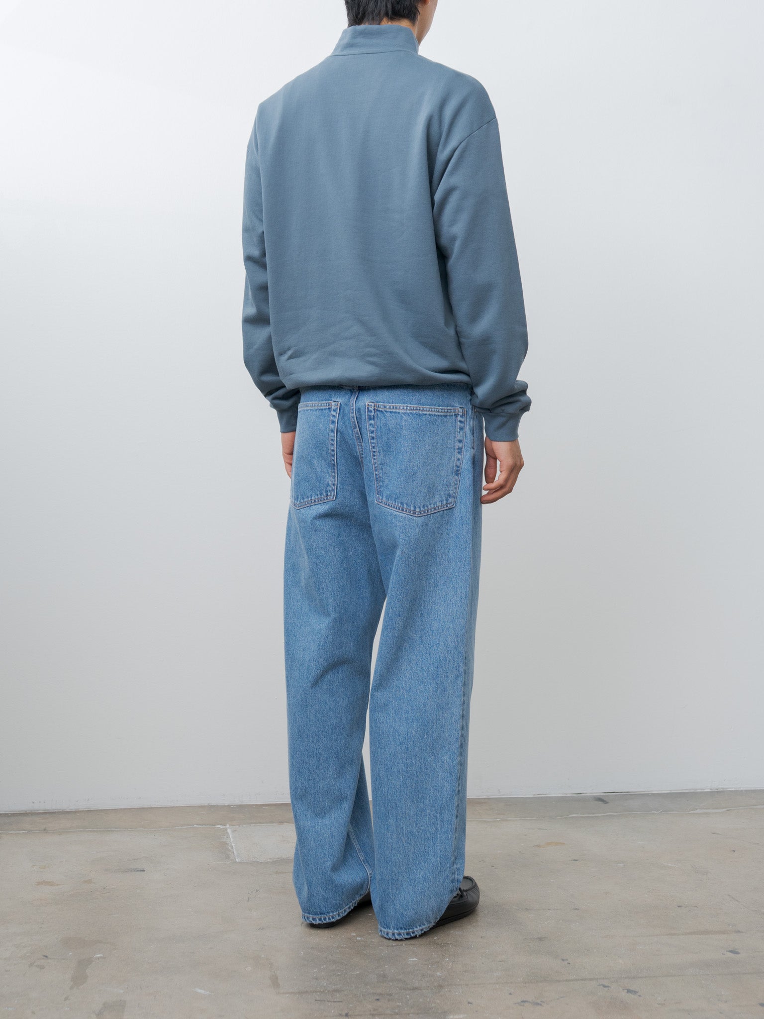 Namu Shop - Auralee Elastic High Gauge Sweat Half Zip P/O - Dusty Blue