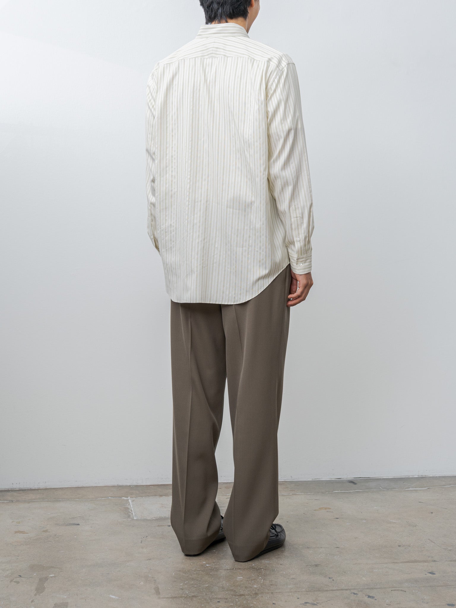 Namu Shop - Auralee Cotton Silk Stripe Shirt - Ivory Stripe