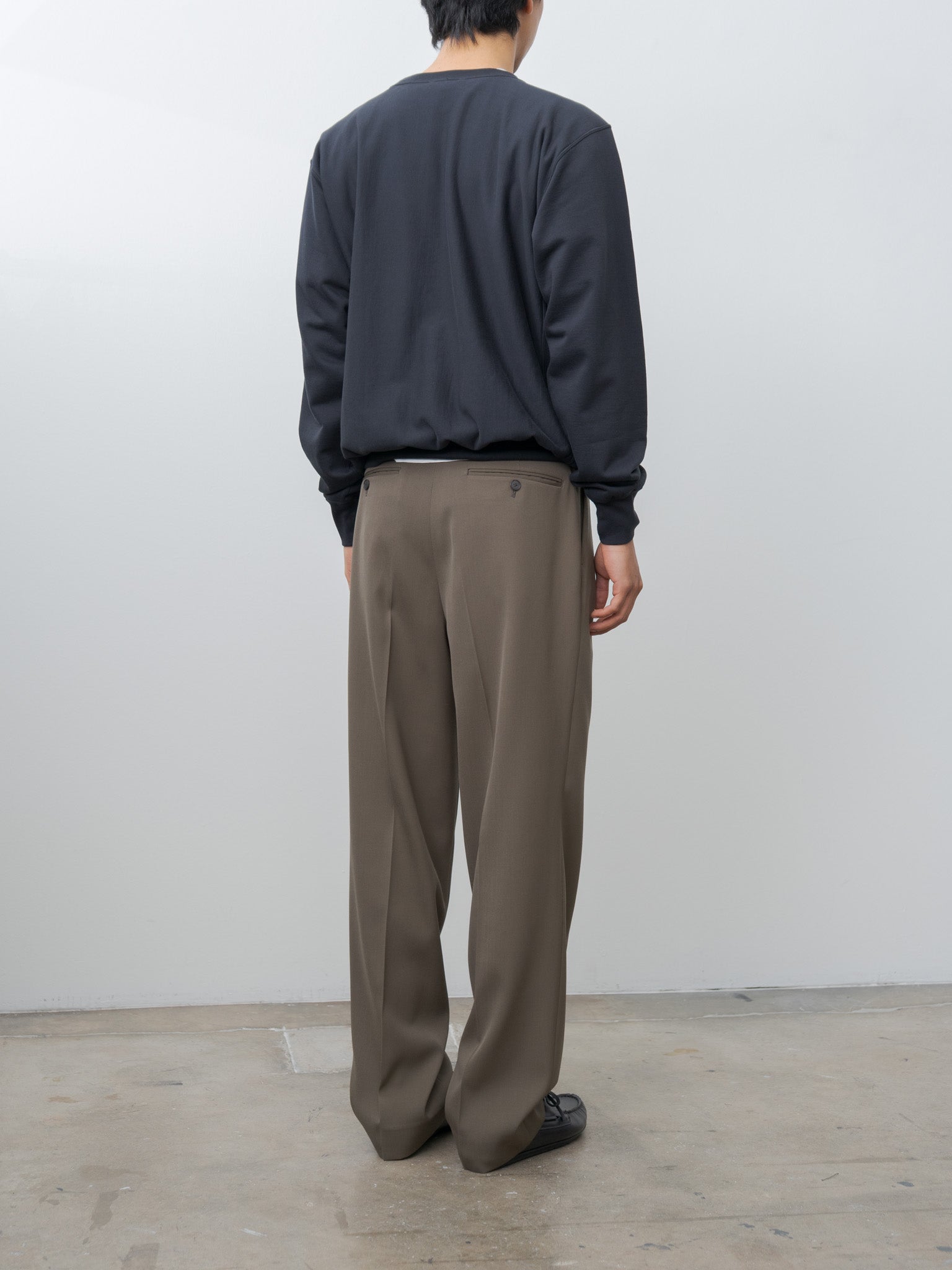 Namu Shop - Auralee Light Wool Max Gabardine Two-Tuck Slacks - Dark Olive Brown