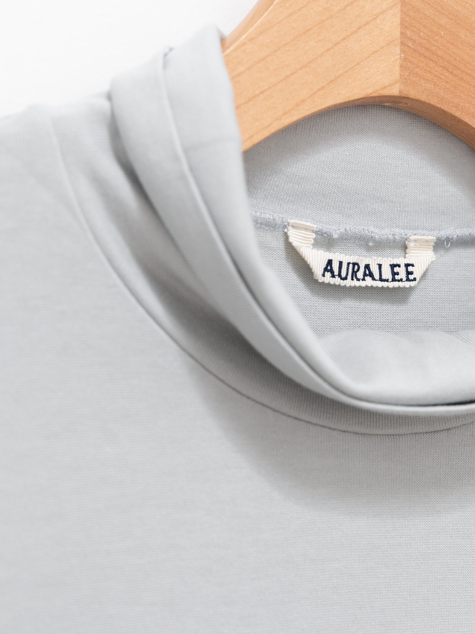 Namu Shop - Auralee Luster Plaiting Hi-Neck L/S Tee - Light Blue