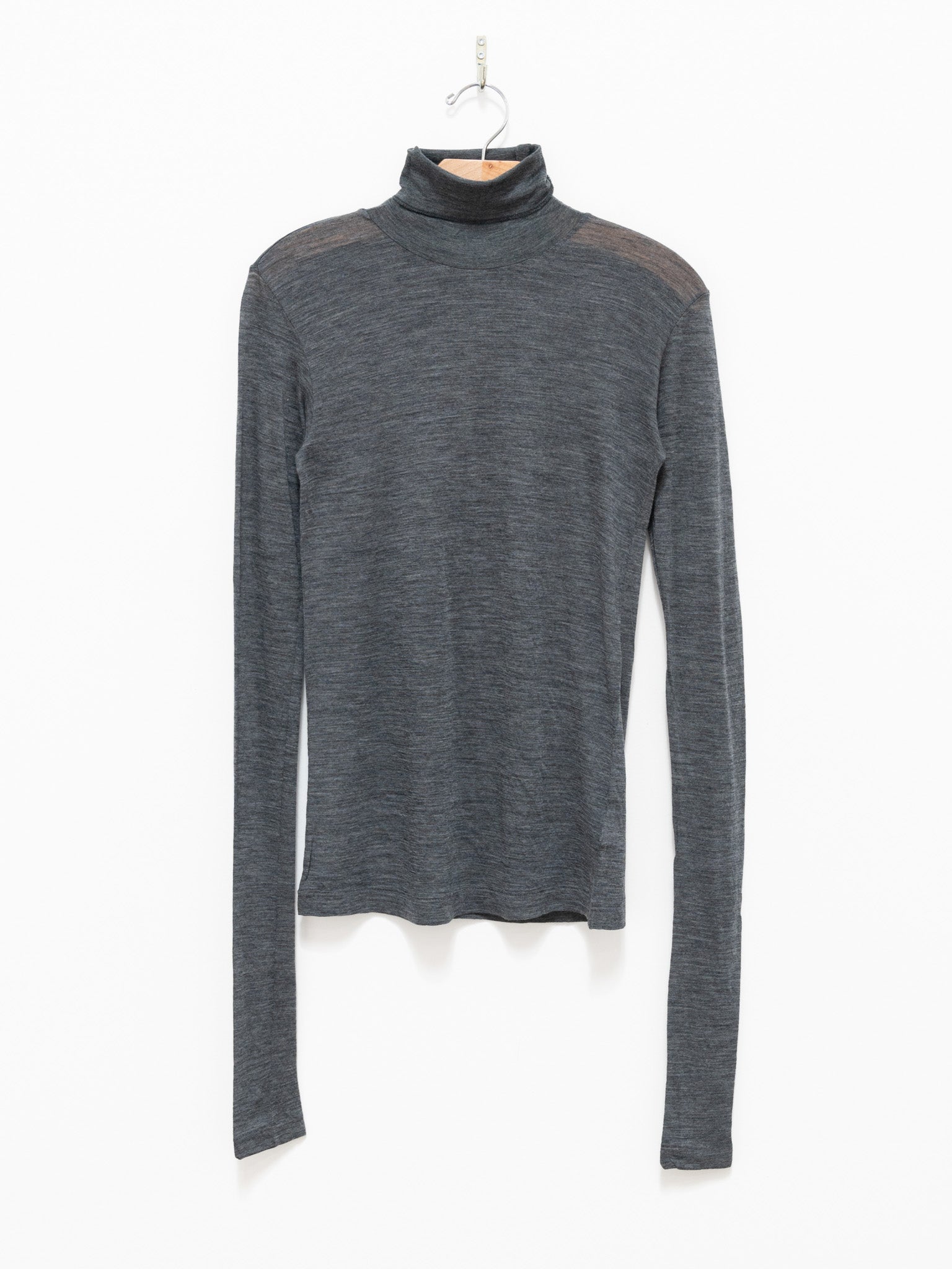 Namu Shop - Auralee Super Soft Wool Sheer Jersey Turtleneck - Top Charcoal