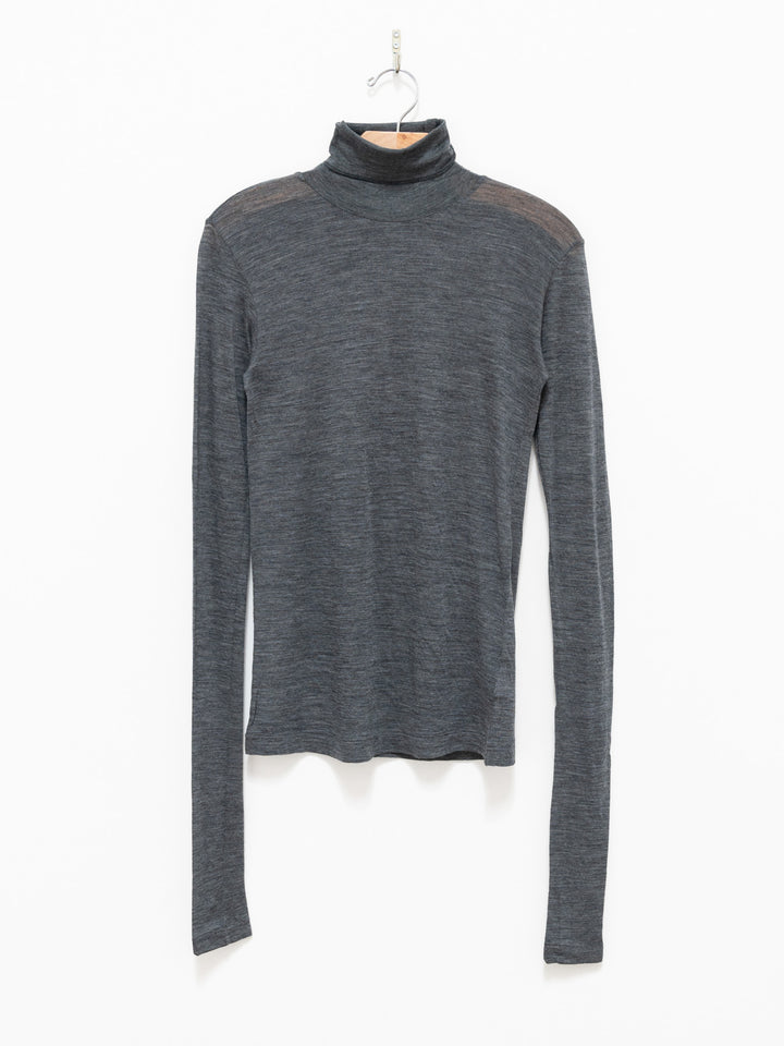 Namu Shop - Auralee Super Soft Wool Sheer Jersey Turtleneck - Top Charcoal