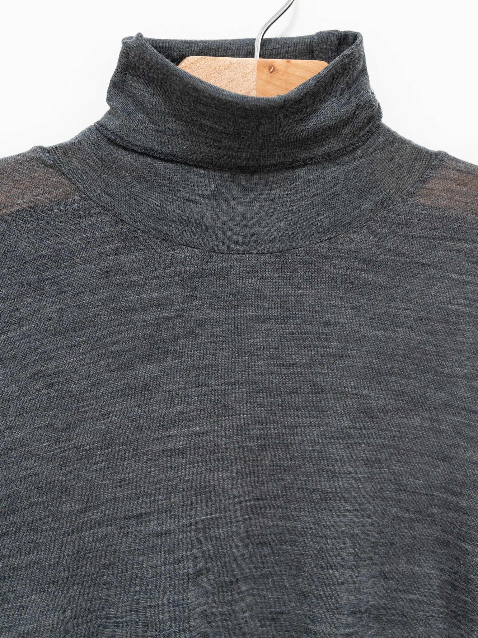 Namu Shop - Auralee Super Soft Wool Sheer Jersey Turtleneck - Top Charcoal
