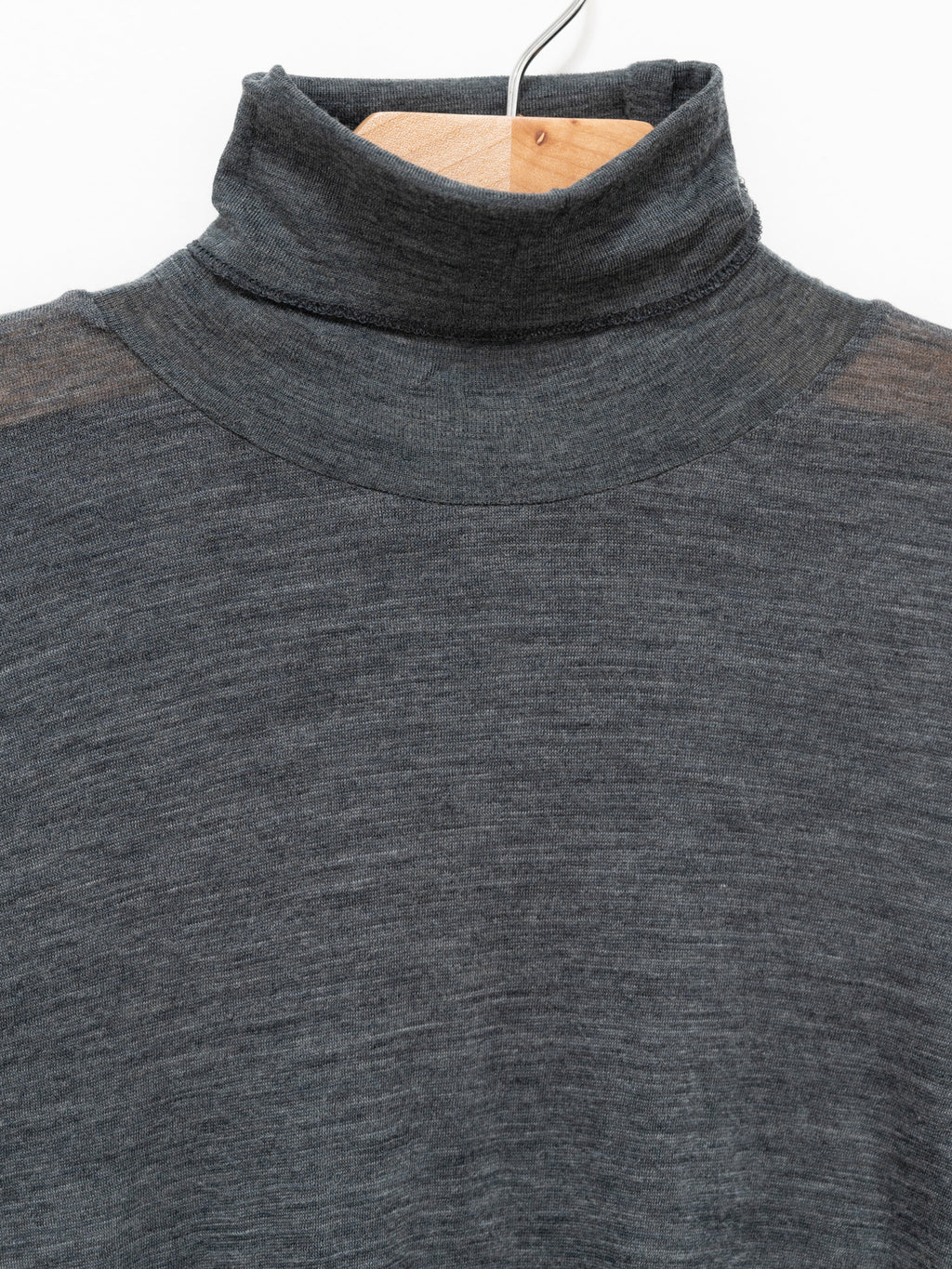 Namu Shop - Auralee Super Soft Wool Sheer Jersey Turtleneck - Top Charcoal