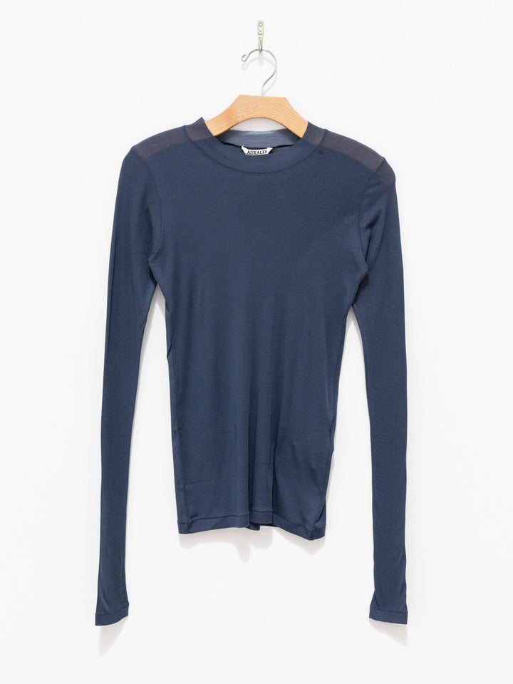 Namu Shop - Auralee High Gauge Sheer Rib L/S Tee - Navy