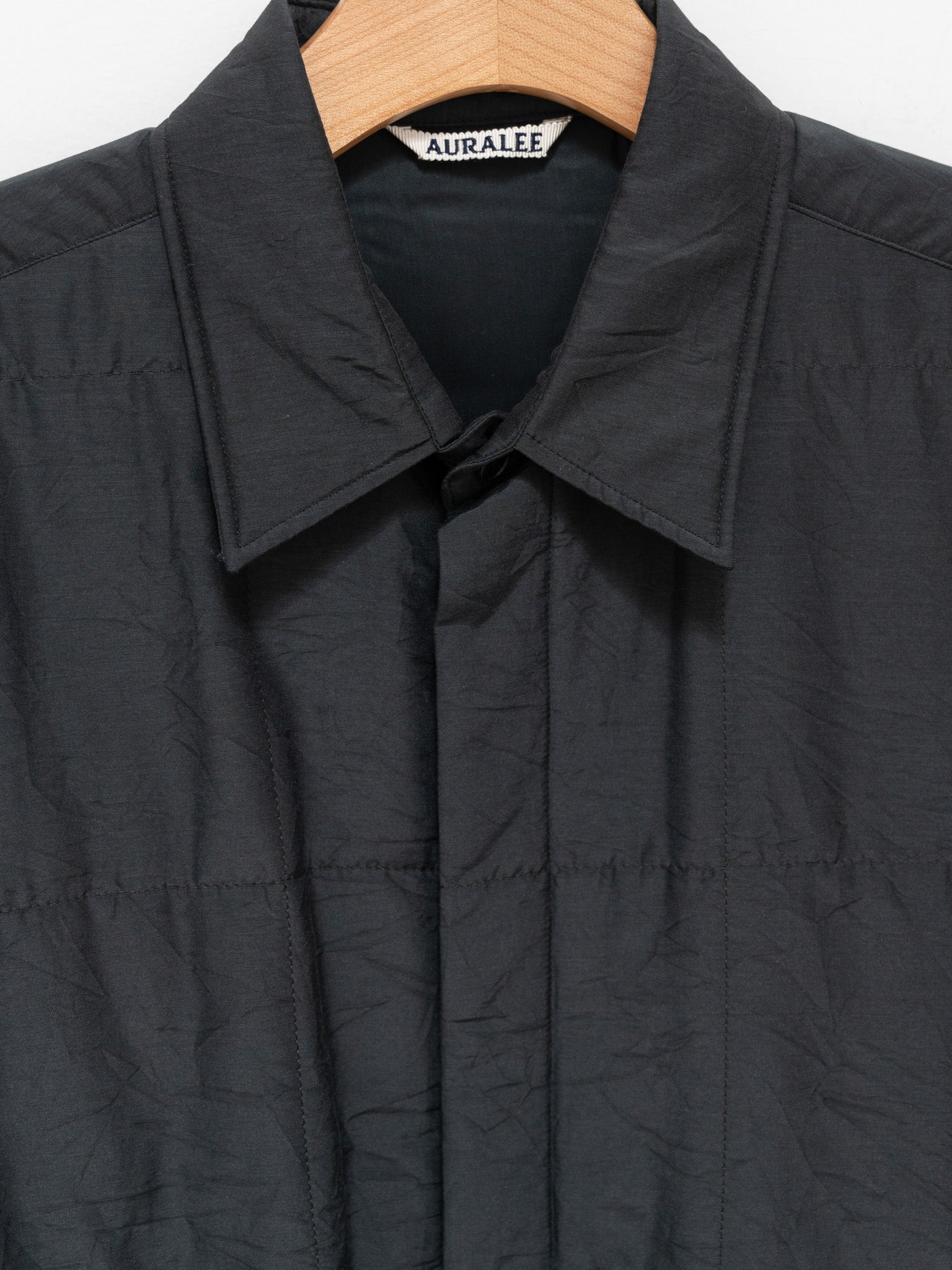 Namu Shop - Auralee Quilted Light Silk Cotton Shirt - Ink Black