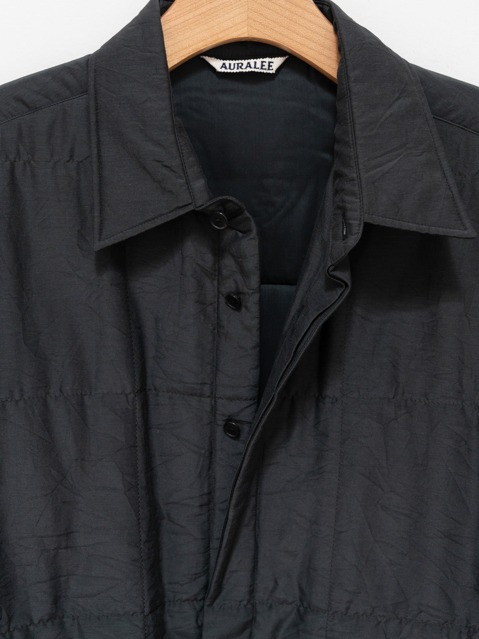 Namu Shop - Auralee Quilted Light Silk Cotton Shirt - Ink Black