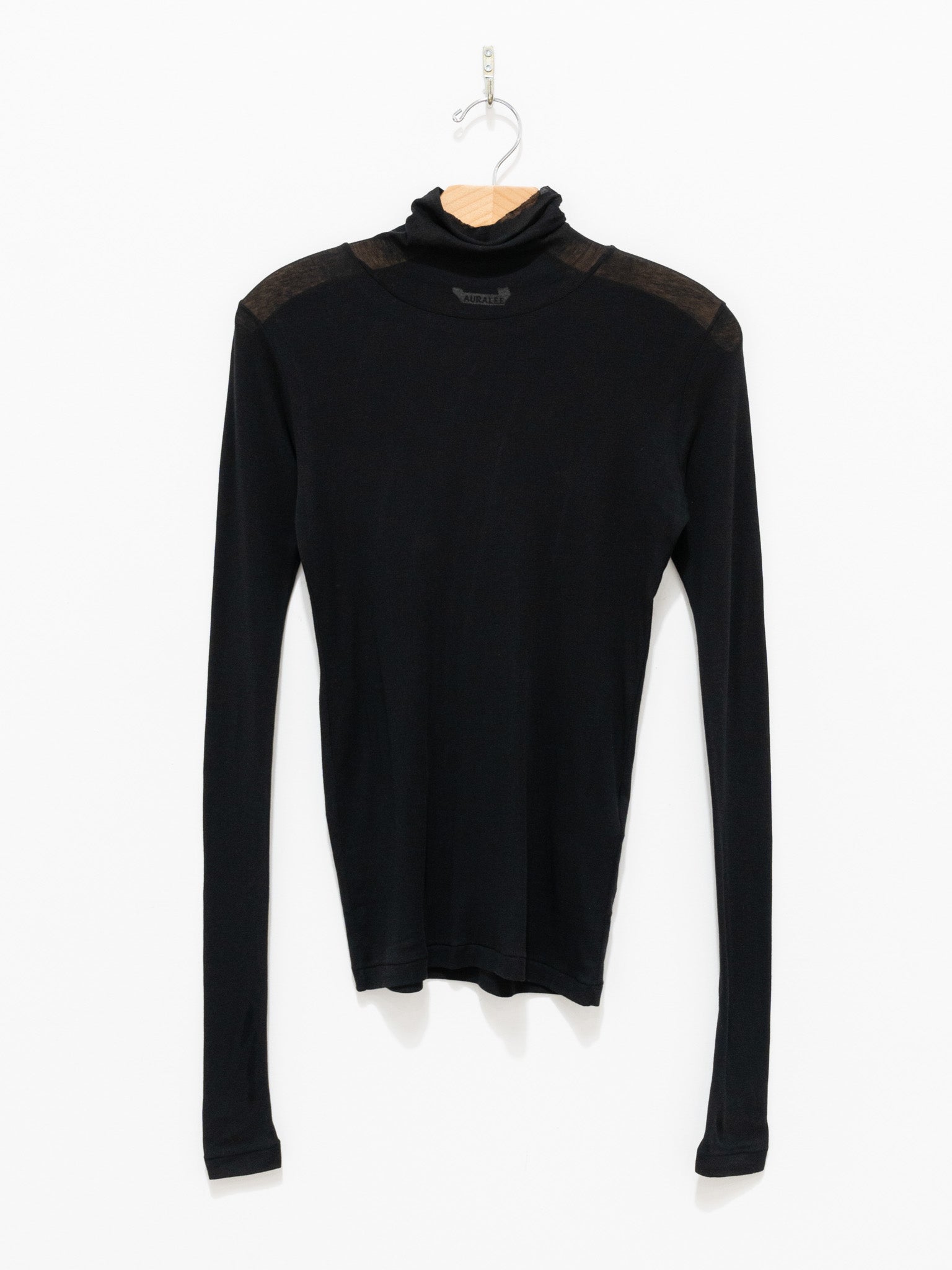 Namu Shop - Auralee High Gauge Sheer Rib Turtleneck - Black