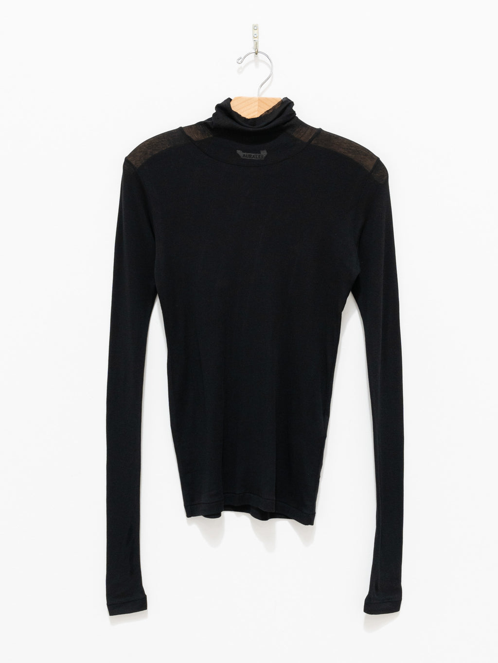 Namu Shop - Auralee High Gauge Sheer Rib Turtleneck - Black