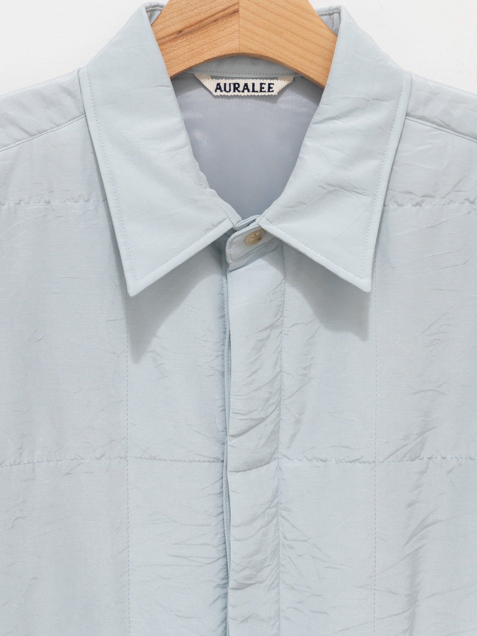 Namu Shop - Auralee Quilted Light Silk Cotton Shirt - Light Blue