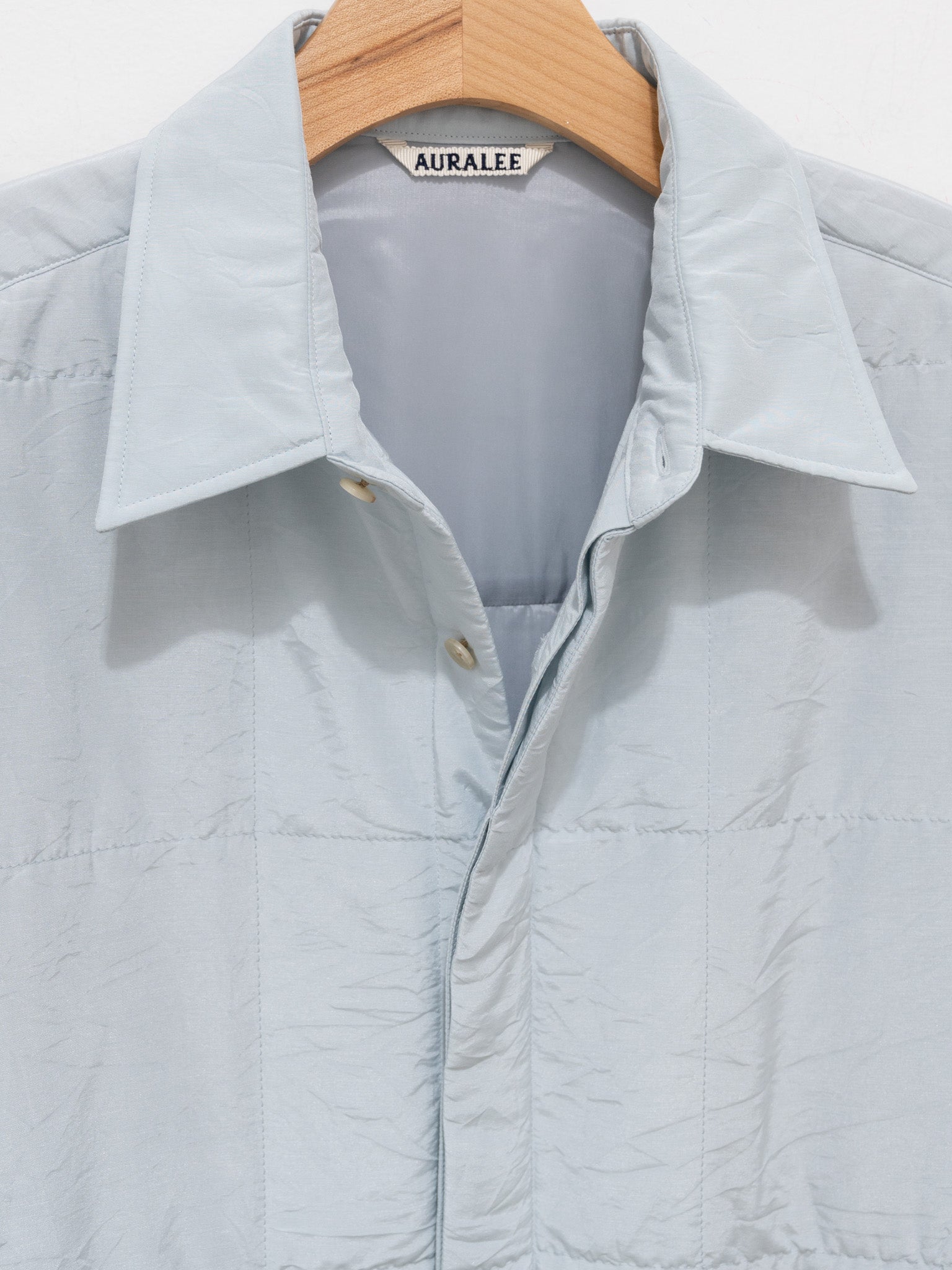 Namu Shop - Auralee Quilted Light Silk Cotton Shirt - Light Blue