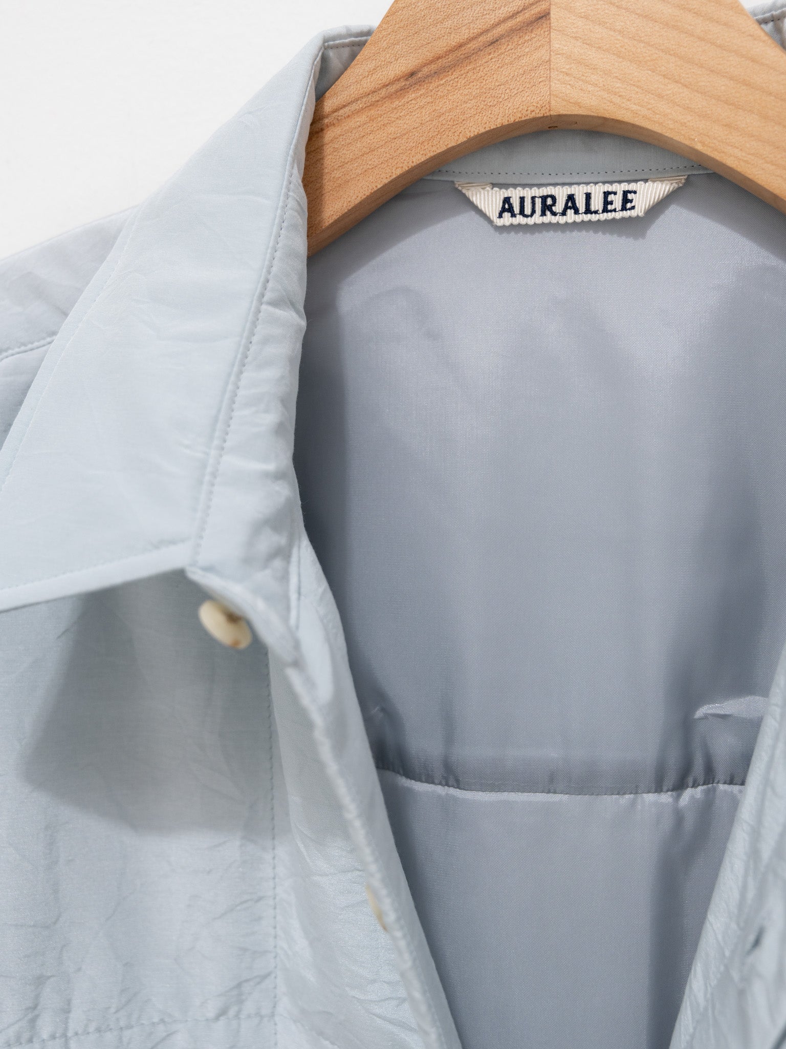 Namu Shop - Auralee Quilted Light Silk Cotton Shirt - Light Blue