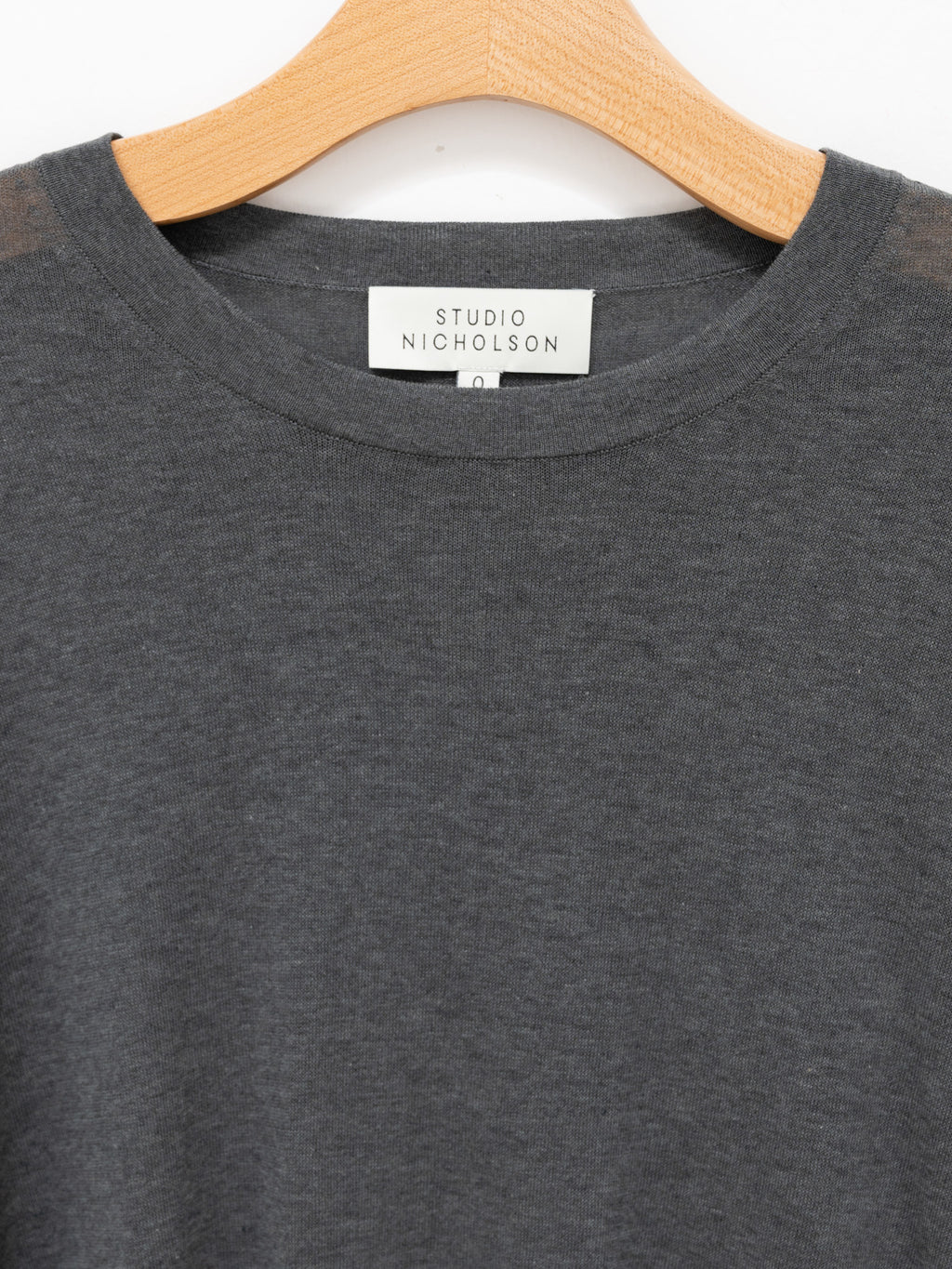 Namu Shop - Studio Nicholson Zuka Fine Crepe Cotton L/S Crewneck - Grey Marl