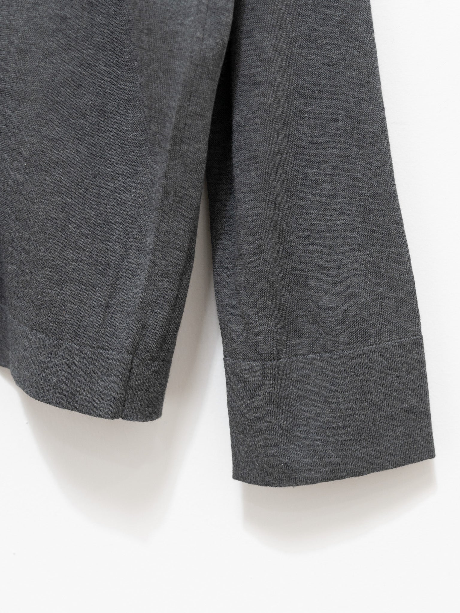 Namu Shop - Studio Nicholson Zuka Fine Crepe Cotton L/S Crewneck - Grey Marl