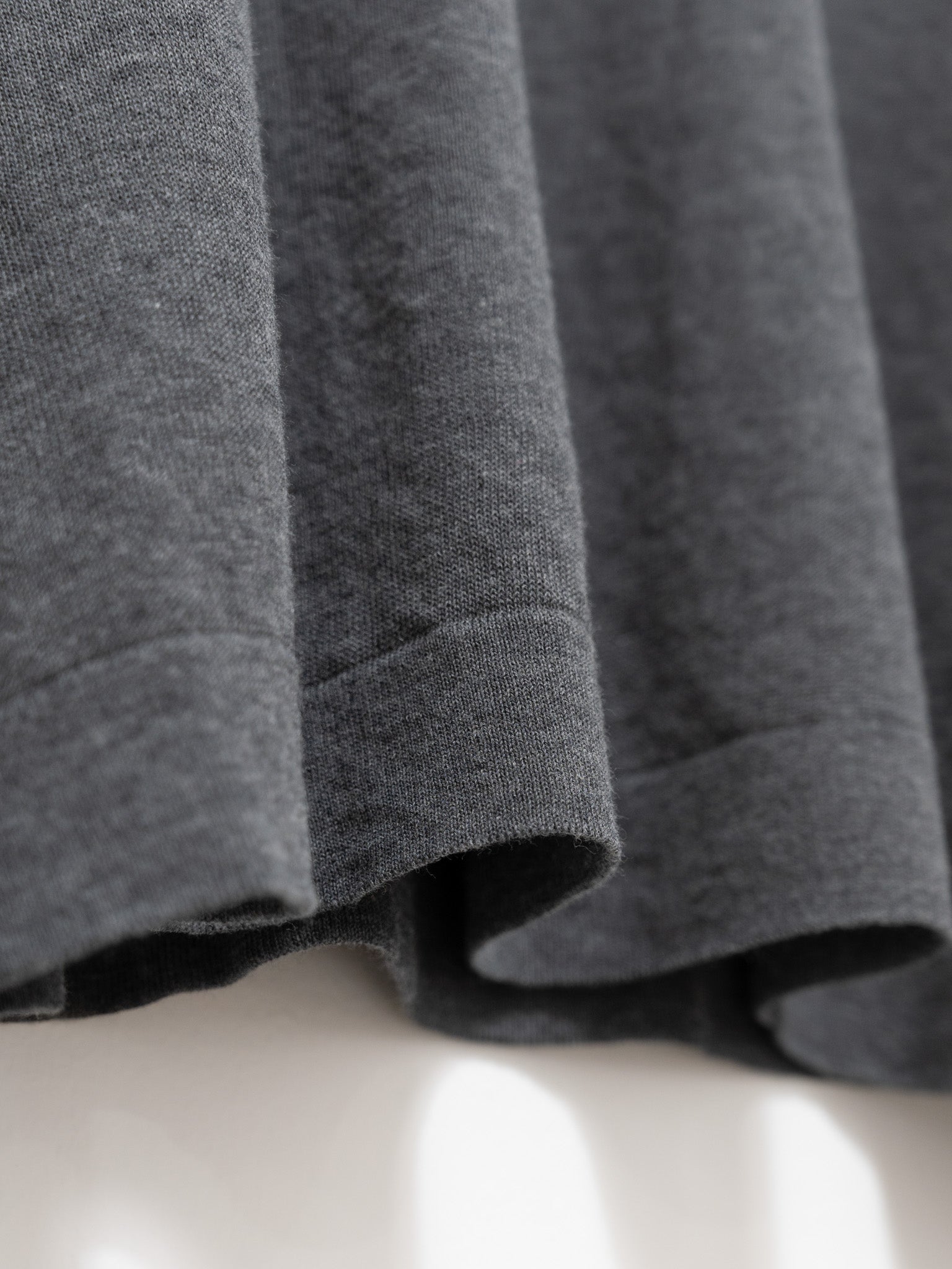 Namu Shop - Studio Nicholson Zuka Fine Crepe Cotton L/S Crewneck - Grey Marl