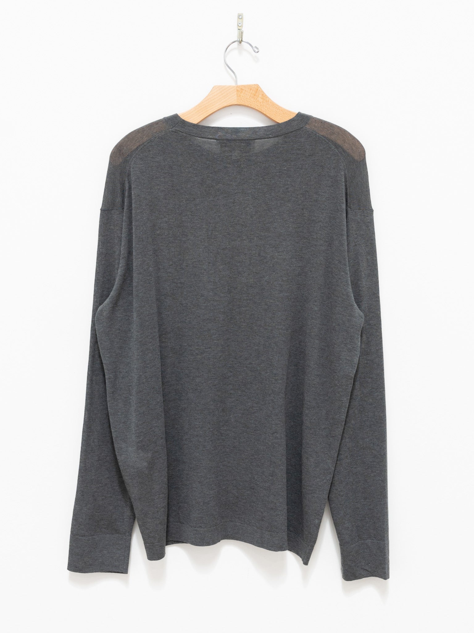 Namu Shop - Studio Nicholson Zuka Fine Crepe Cotton L/S Crewneck - Grey Marl
