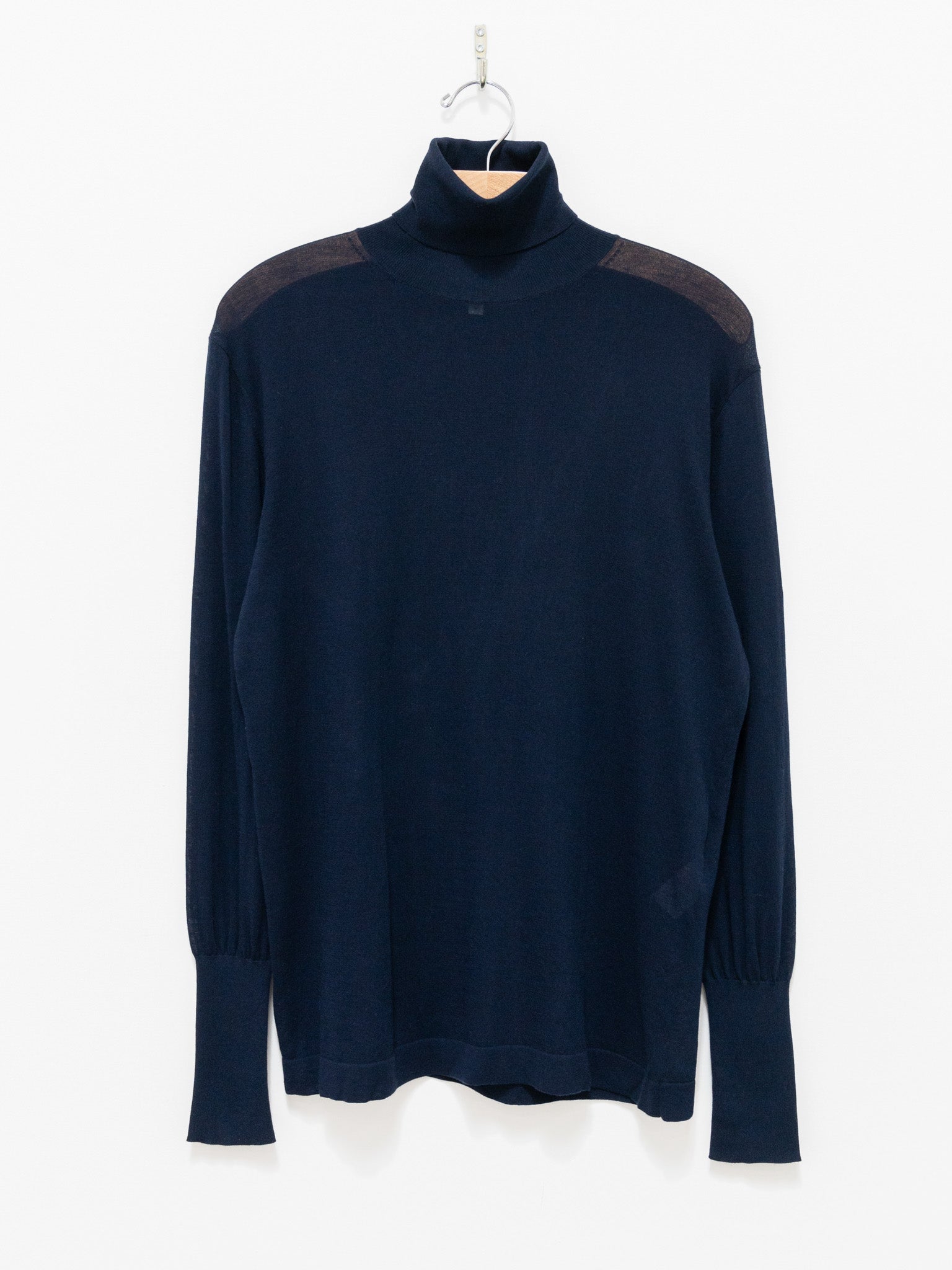 Namu Shop - Studio Nicholson Nilo Fine Crepe Cotton Turtleneck Tee - Darkest Navy