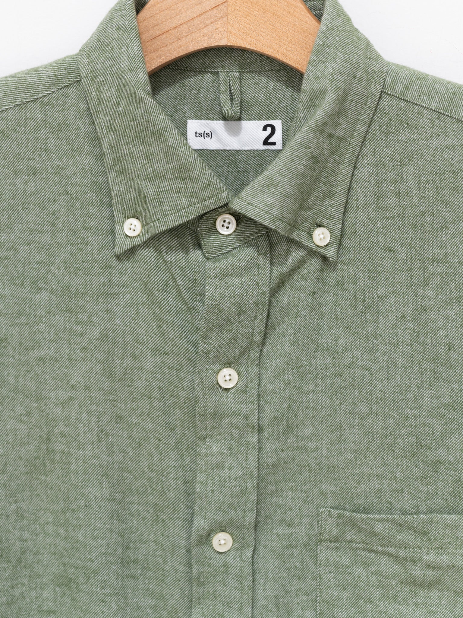 Namu Shop - ts(s) Chambray Cotton Flannel BD Shirt - Green