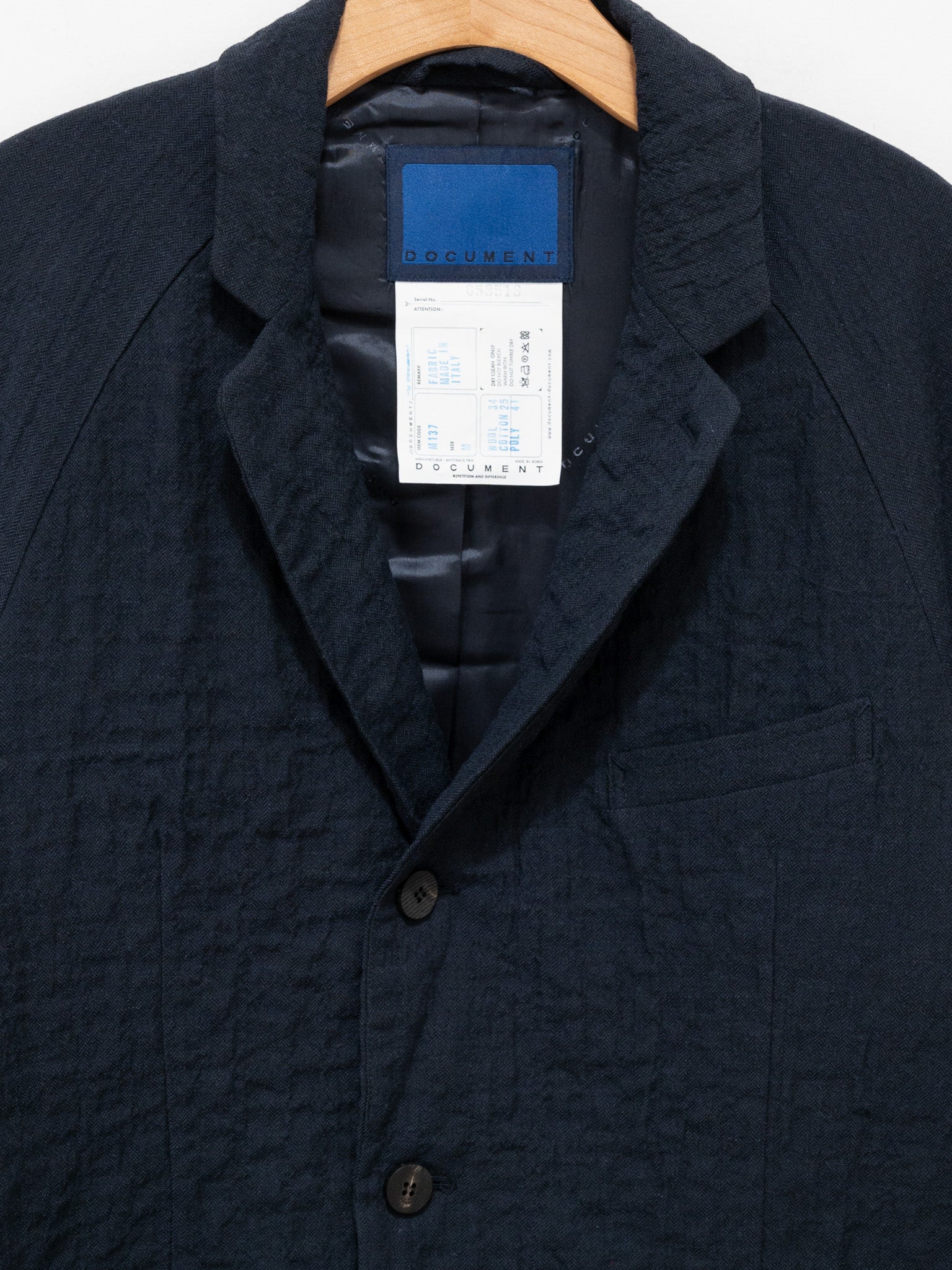 Namu Shop - Document Wool Cotton Raglan Jacket - Navy