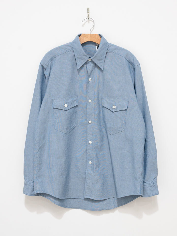 Namu Shop - Kaptain Sunshine Washed Finx Dungarees Work Shirt - Blue