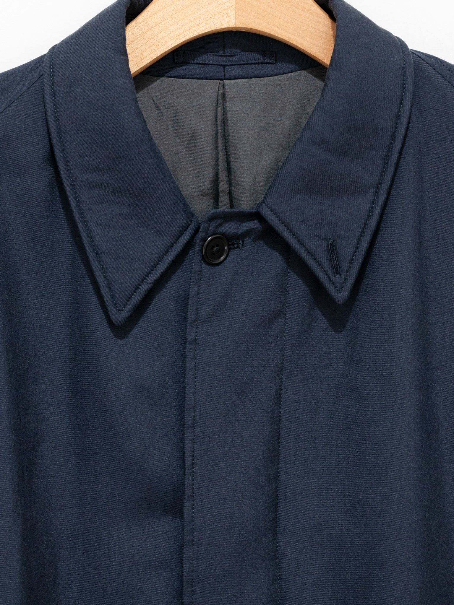 Namu Shop - Kaptain Sunshine Washed Silk Gabardine Padding Walker Coat - Navy