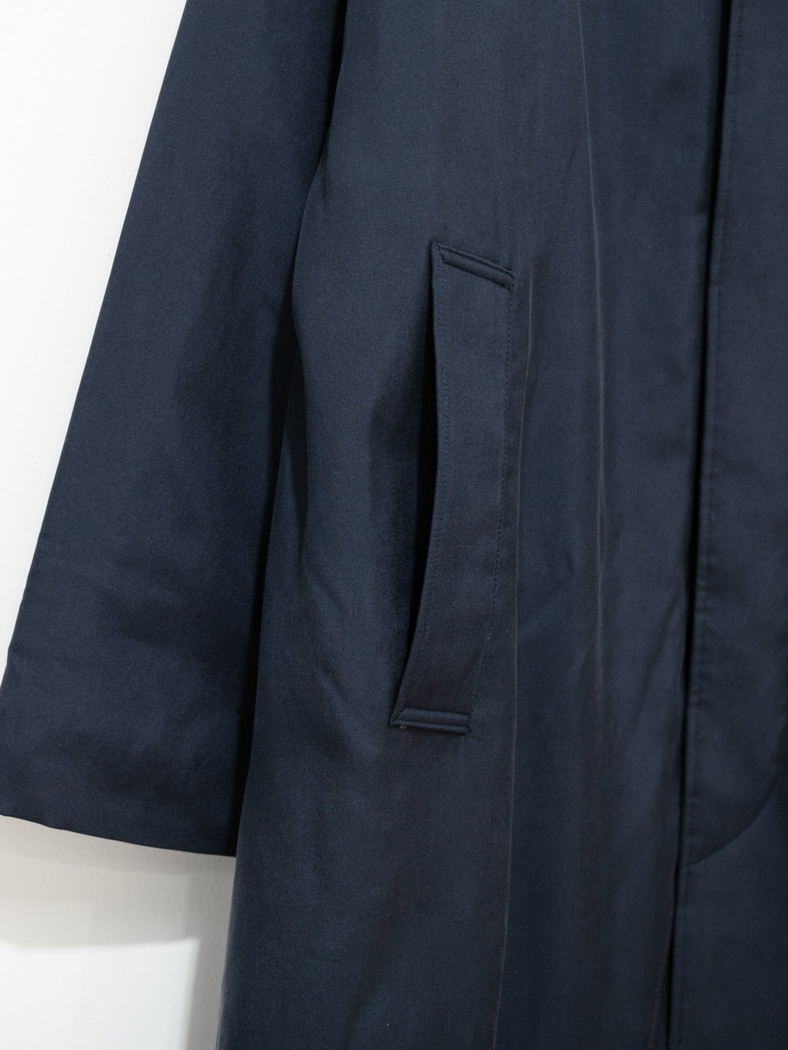Namu Shop - Kaptain Sunshine Washed Silk Gabardine Padding Walker Coat - Navy