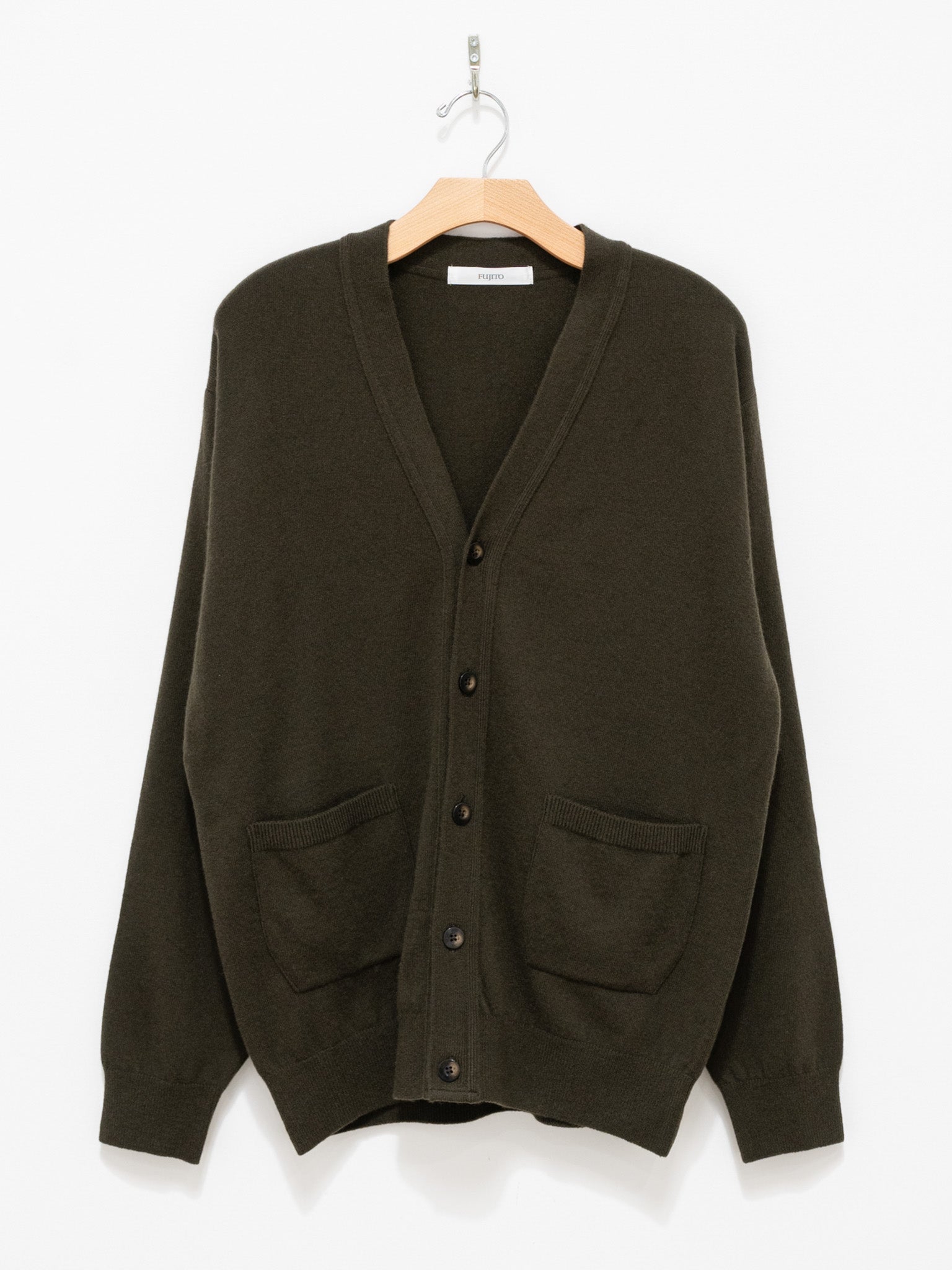 Namu Shop - Fujito Wool Cashmere Knit Cardigan - Olive Green