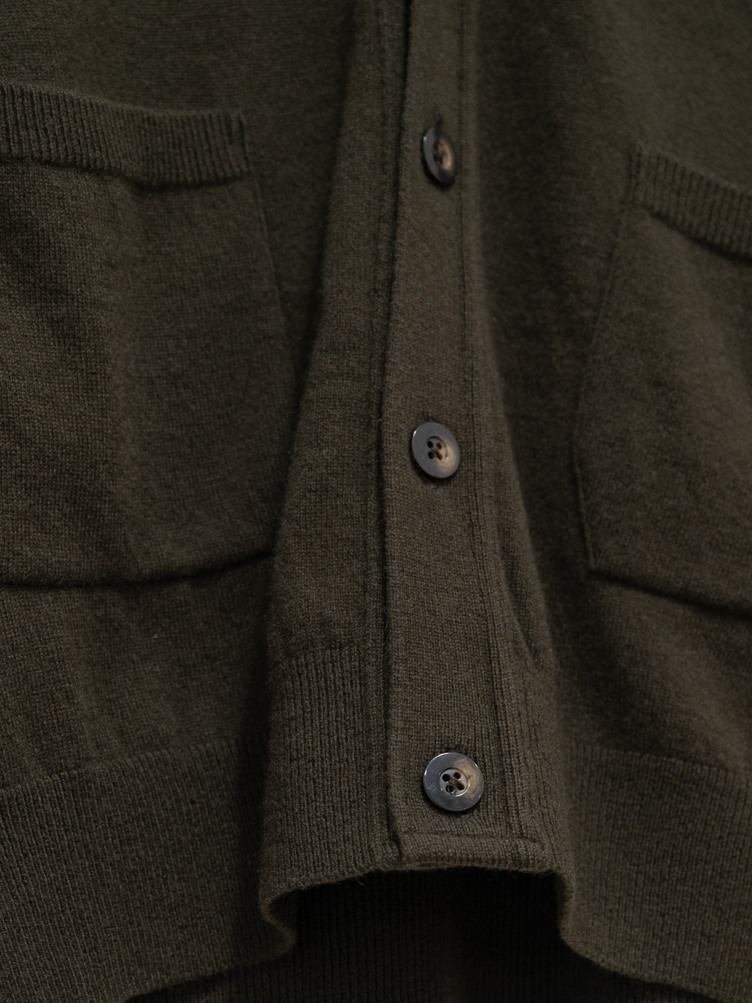 Namu Shop - Fujito Wool Cashmere Knit Cardigan - Olive Green