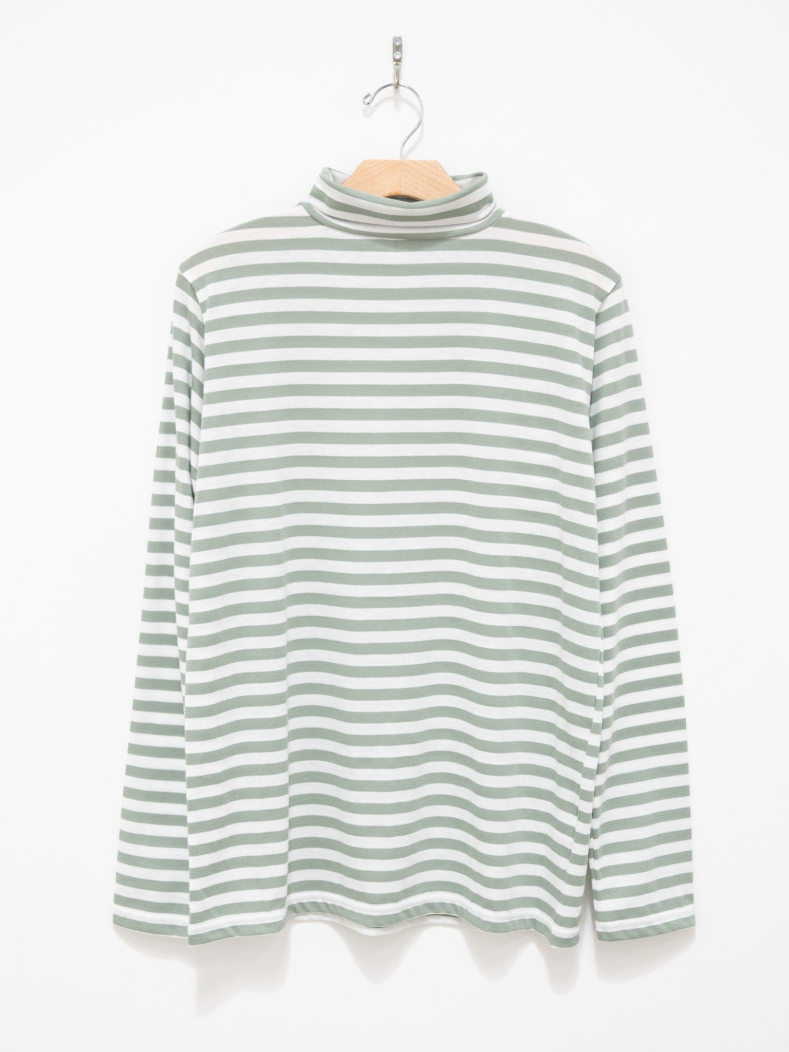Namu Shop - Veritecoeur T/C Border High Neck Tee - White x Gray