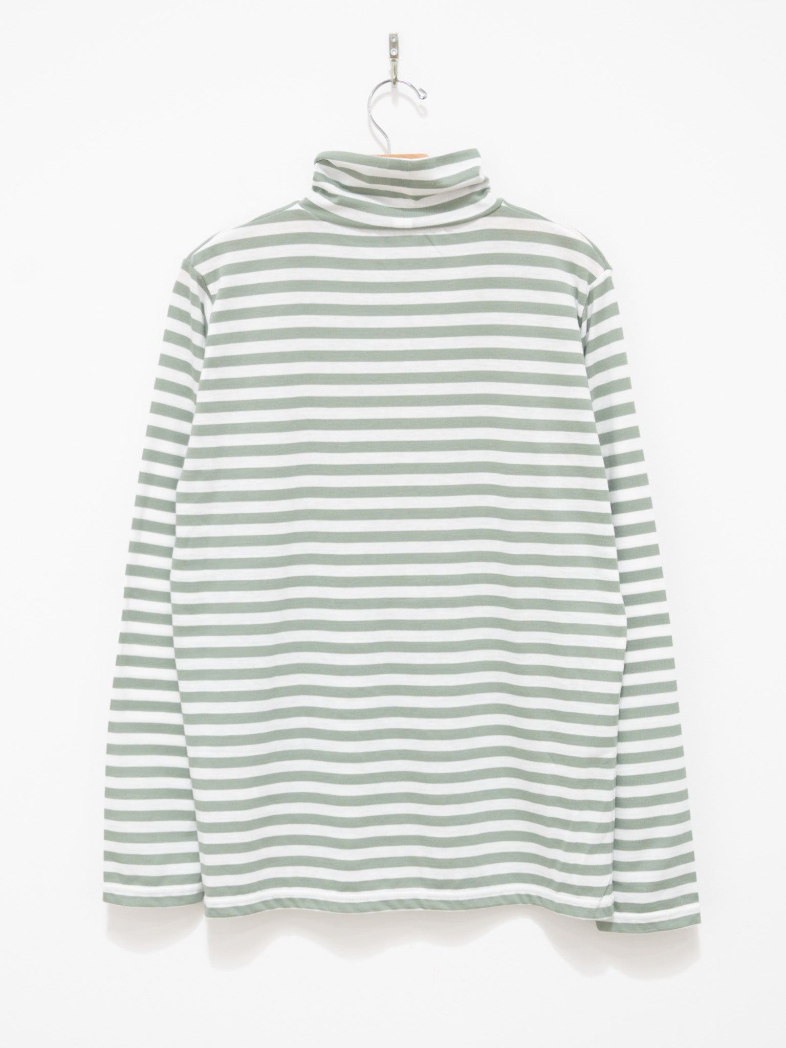 Namu Shop - Veritecoeur T/C Border High Neck Tee - White x Gray