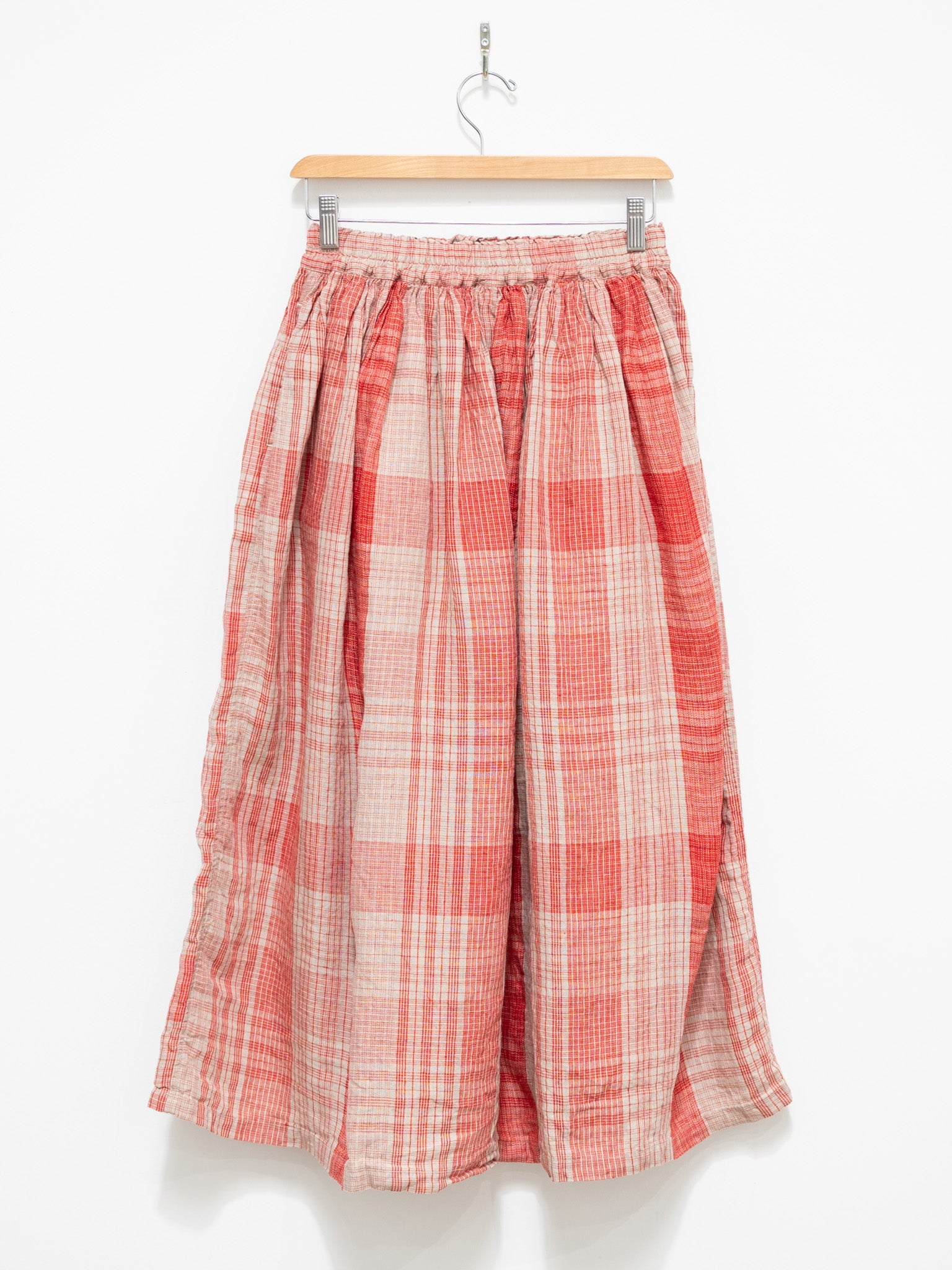 Namu Shop - Ichi Antiquites Linen Big Check Skirt - Red