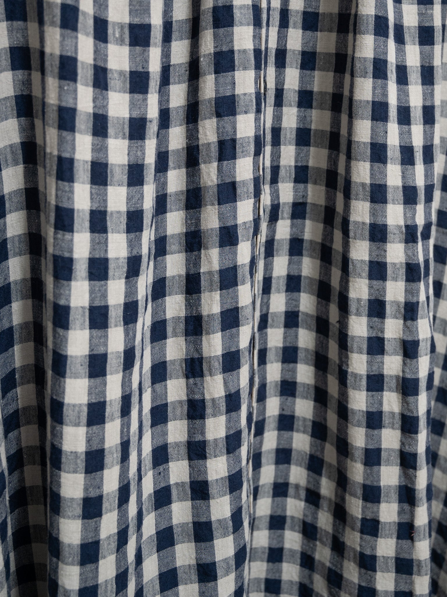 Namu Shop - Ichi Antiquites AZUMADAKI Linen Gingham Dress - Beige x Navy